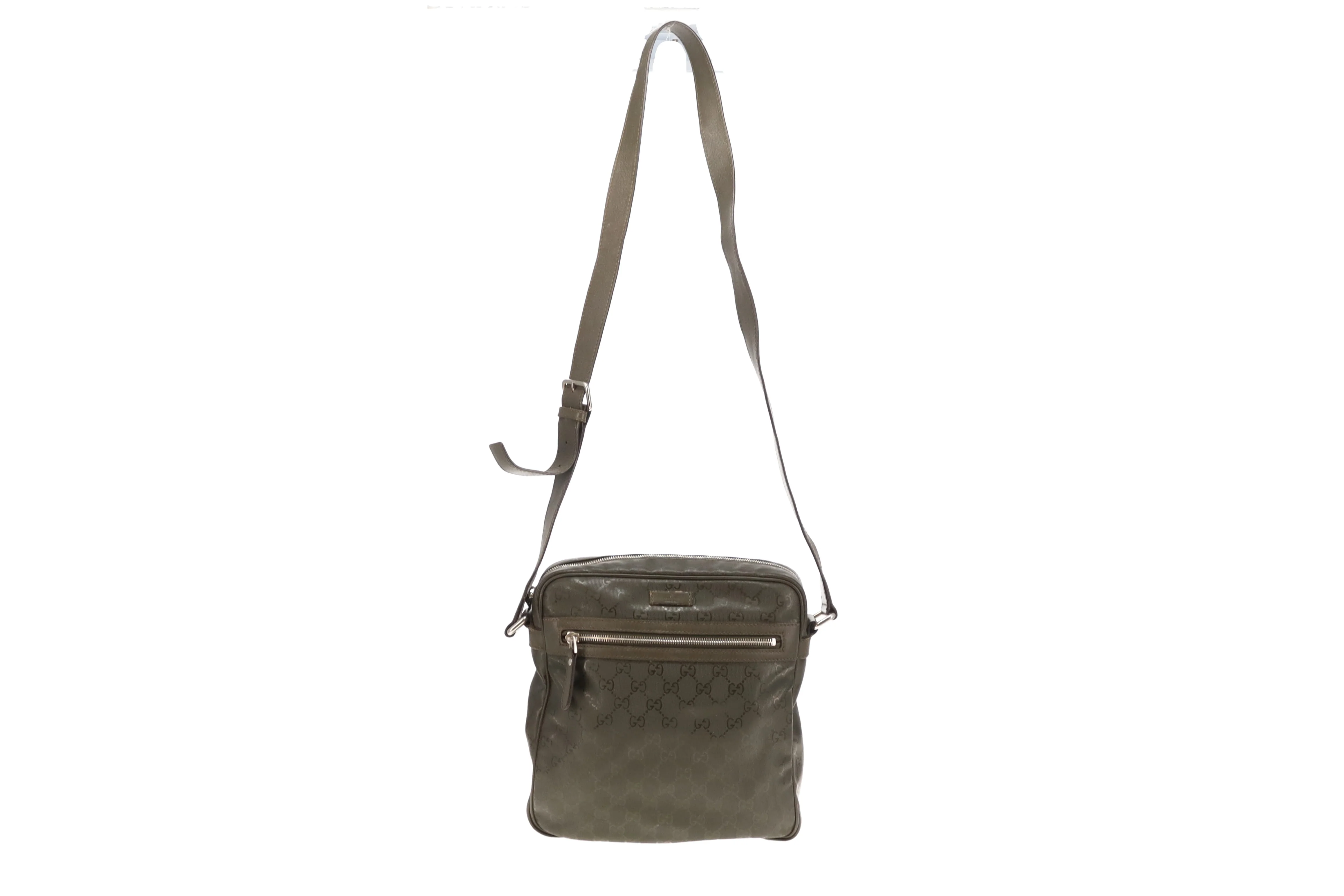 Gucci GG Messenger Bag In Olive Green Guccisima Print - Image 3