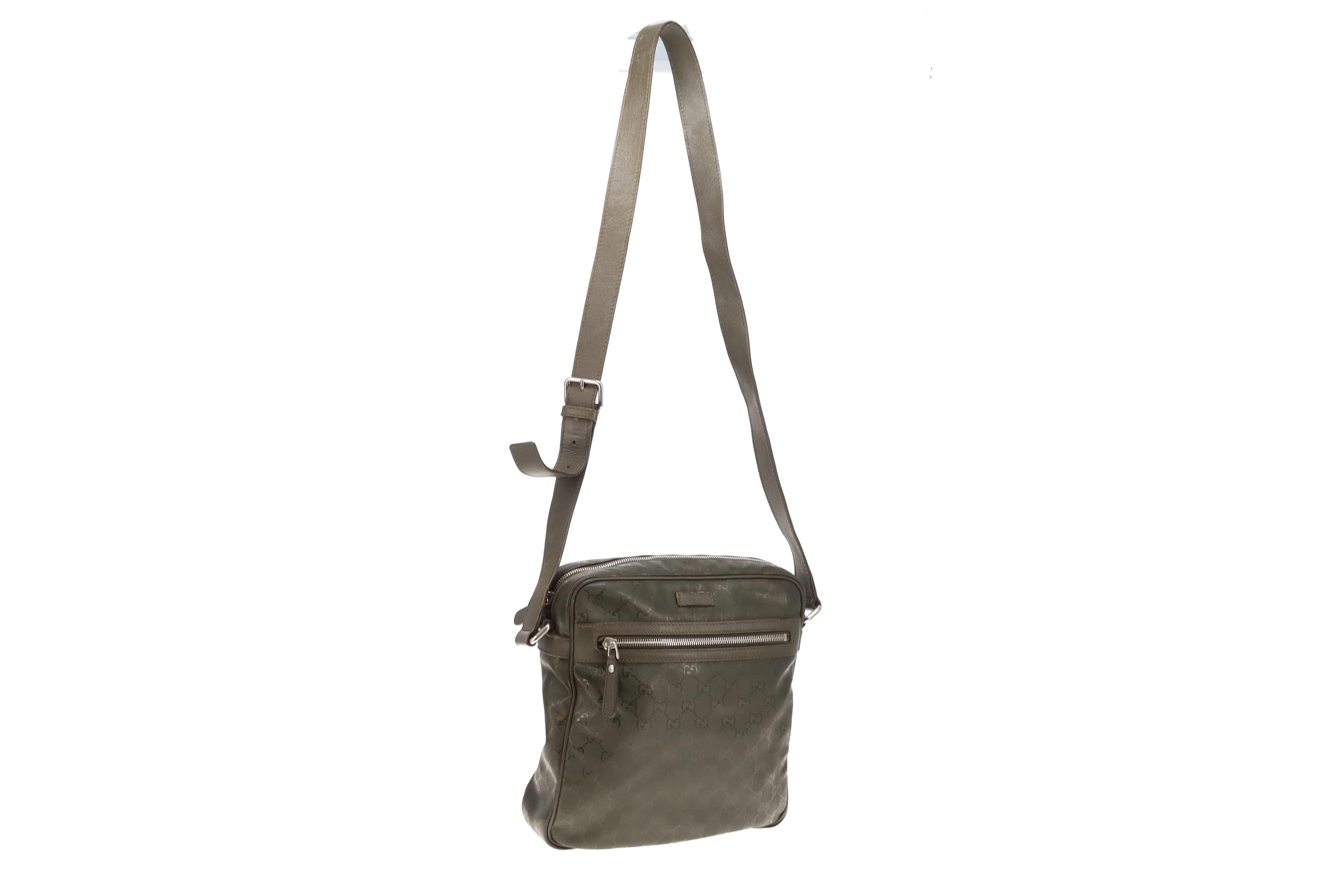 Gucci GG Messenger Bag In Olive Green Guccisima Print - Image 4