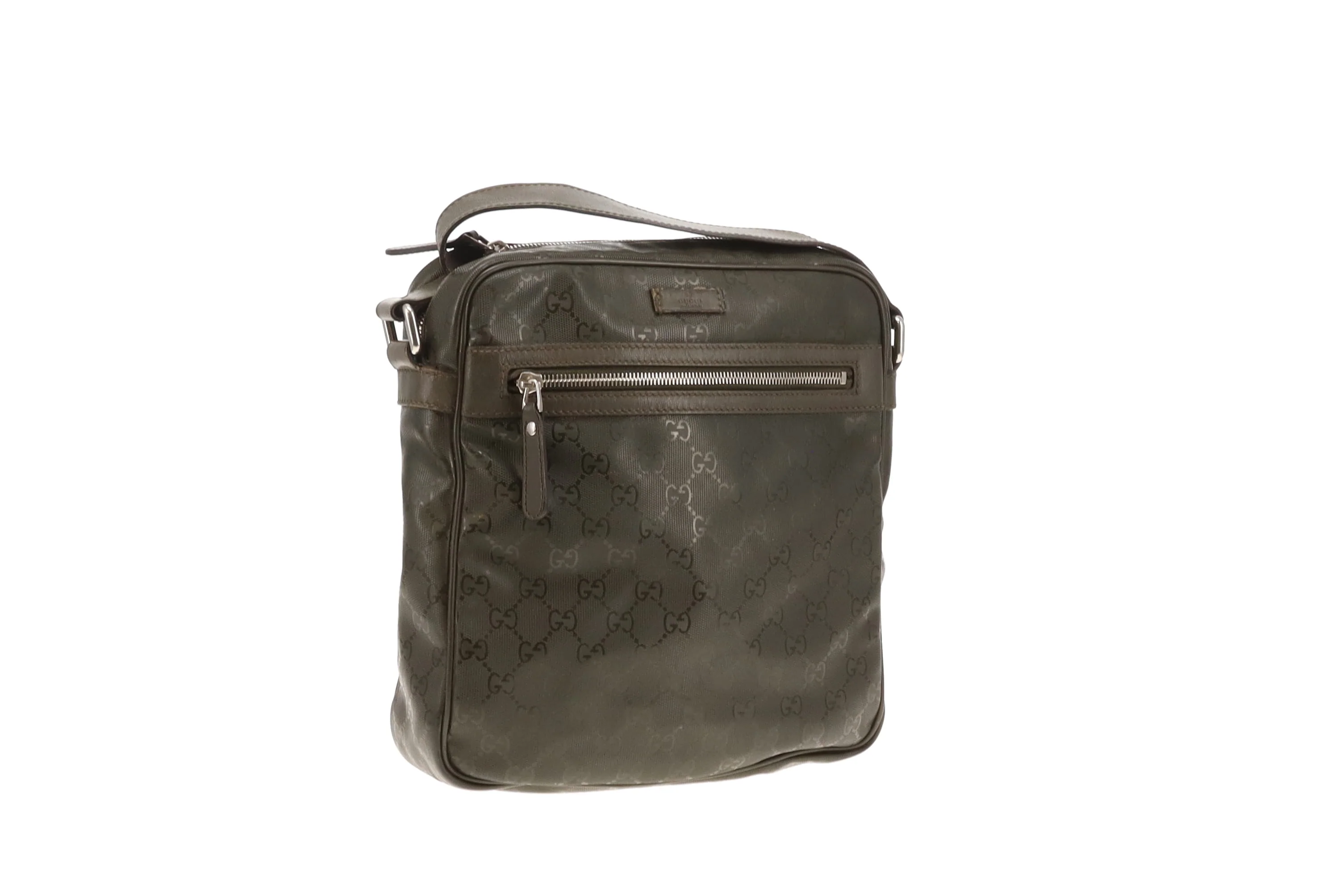 Gucci GG Messenger Bag In Olive Green Guccisima Print - Image 5
