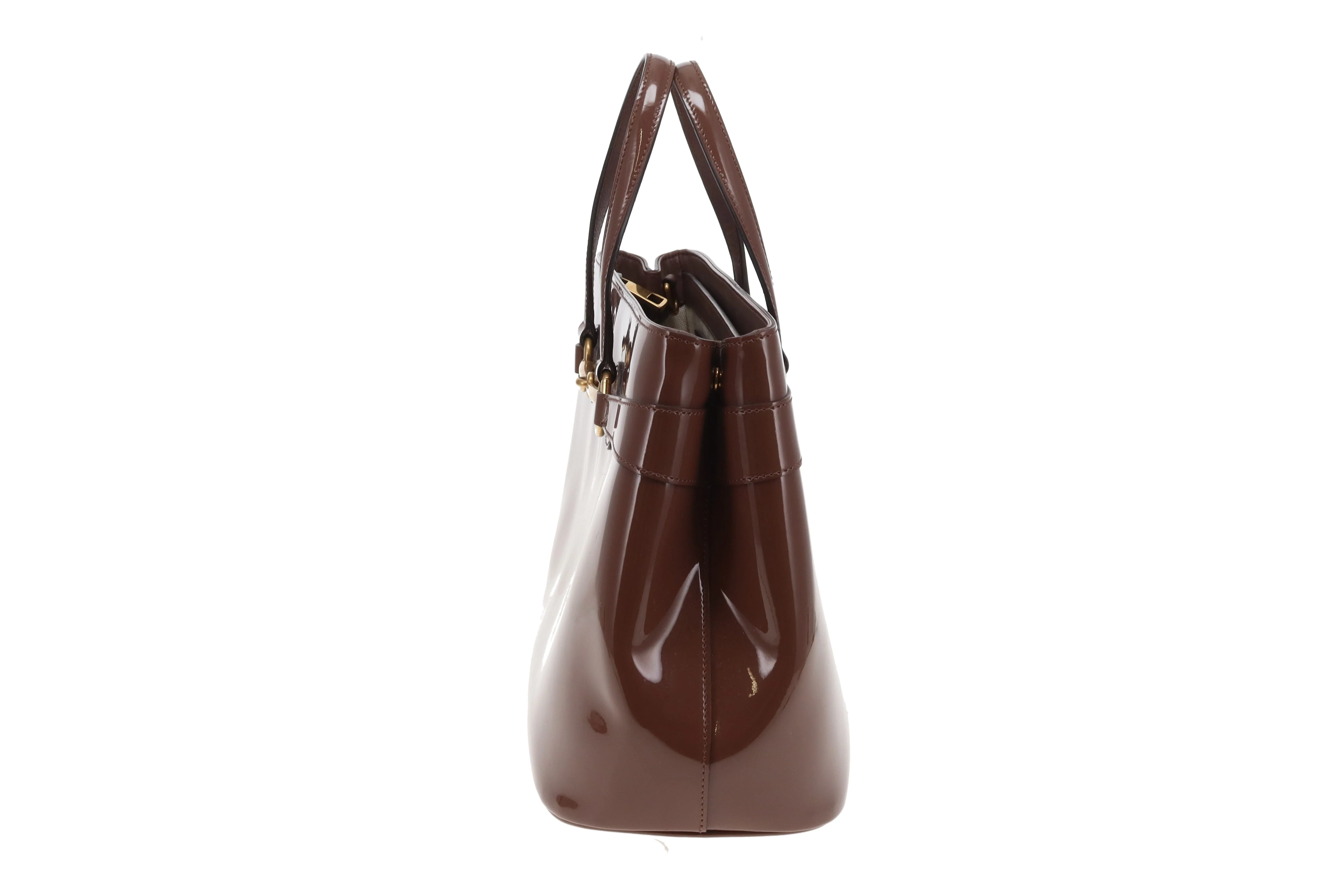 Gucci Horsebit Tote with Strap Mocha Patent Leather GHW - Image 7