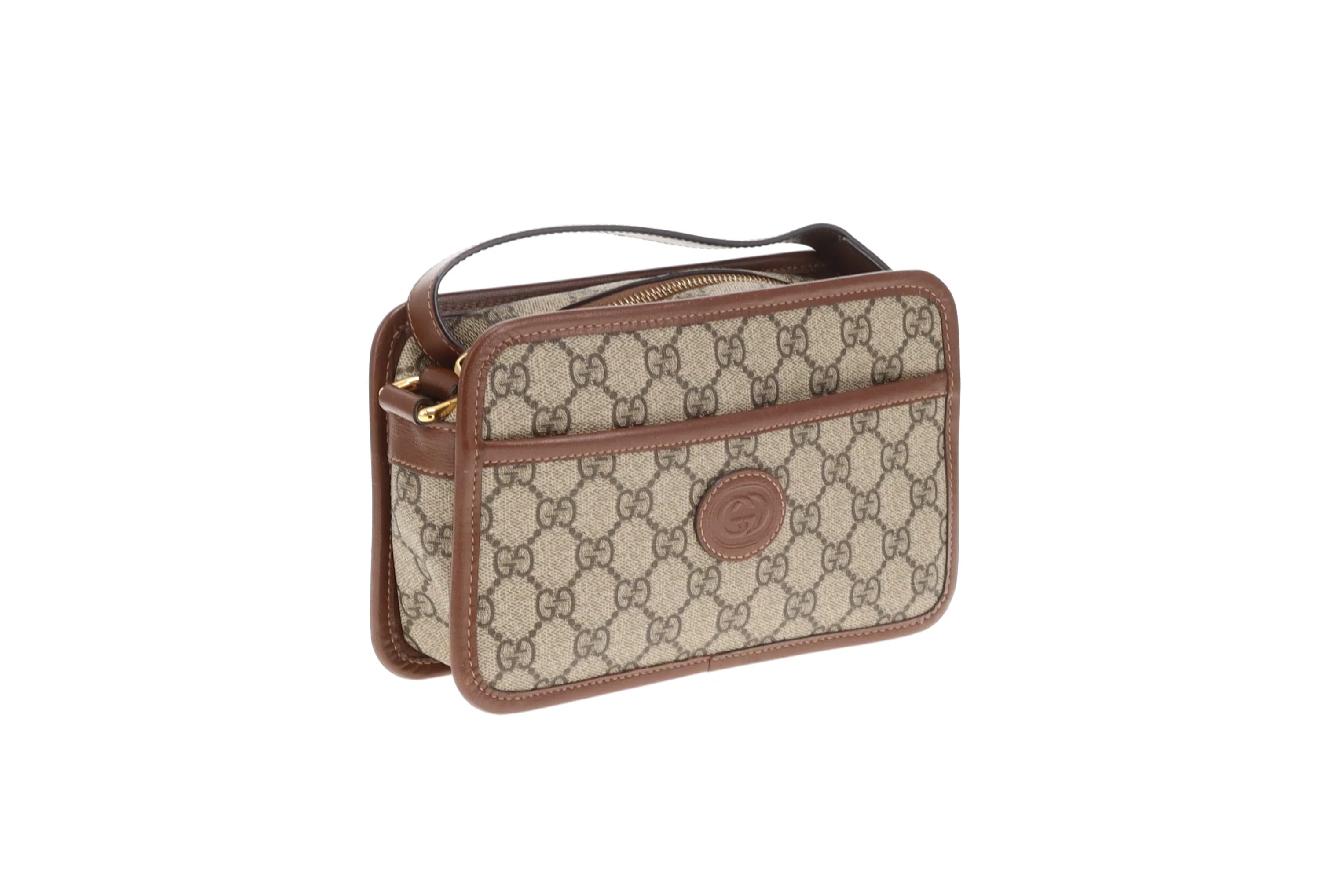 Gucci Interlocking G Mini Bag GG Supreme and Brown Leather - Image 4