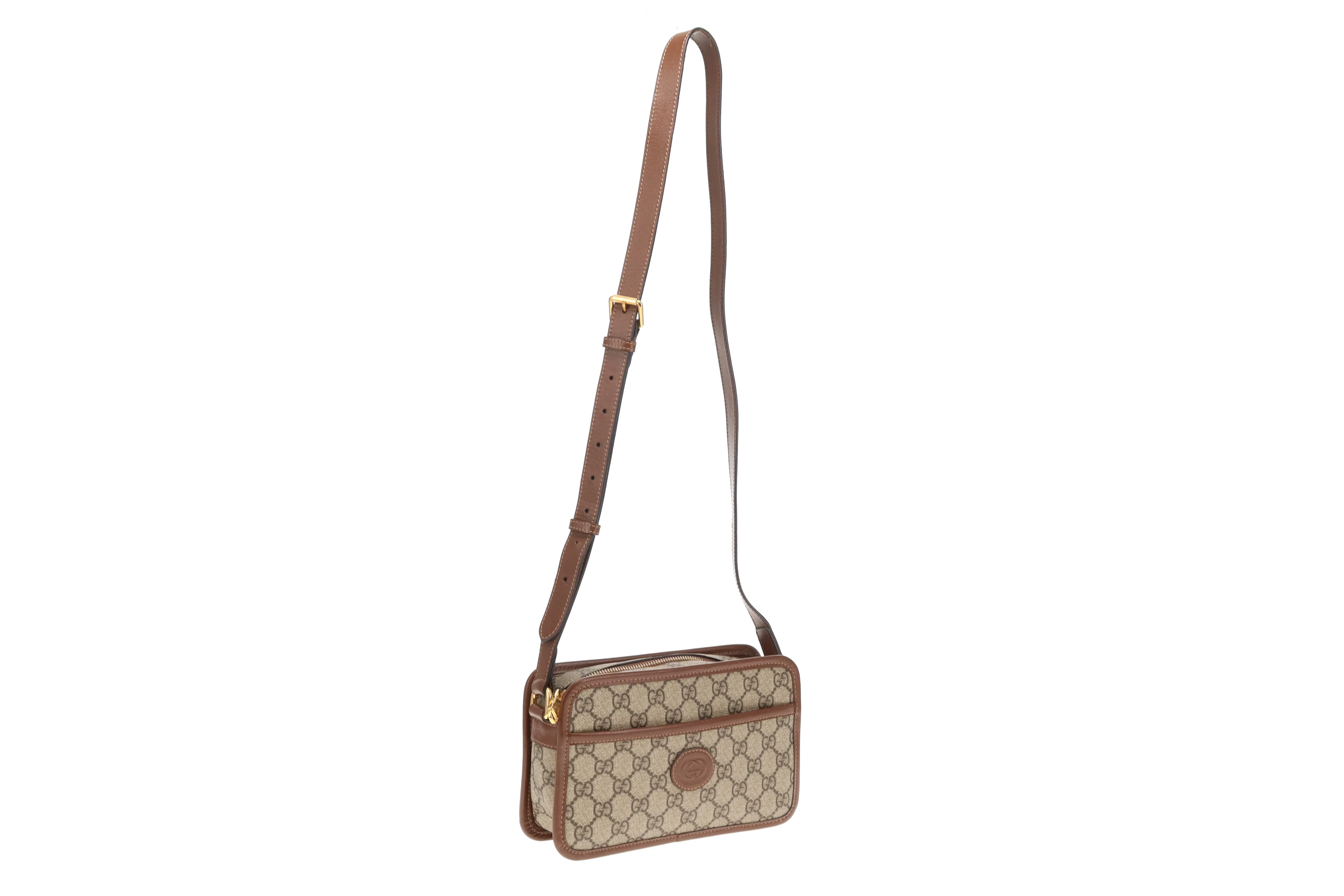 Gucci Interlocking G Mini Bag GG Supreme and Brown Leather - Image 5