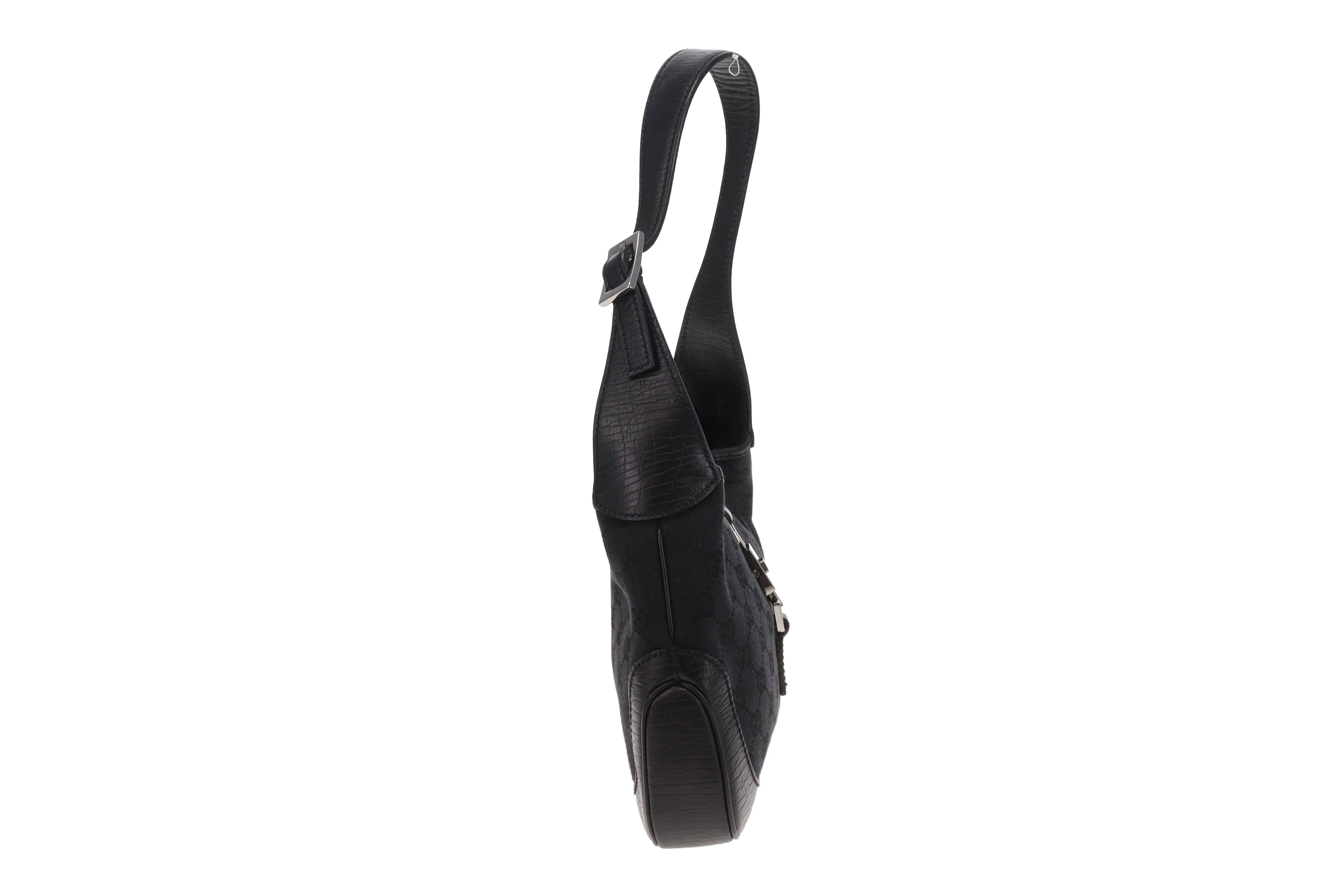 Gucci Jackie Shoulder Bag Small Black GG Canvas & Leather Vintage - Image 4