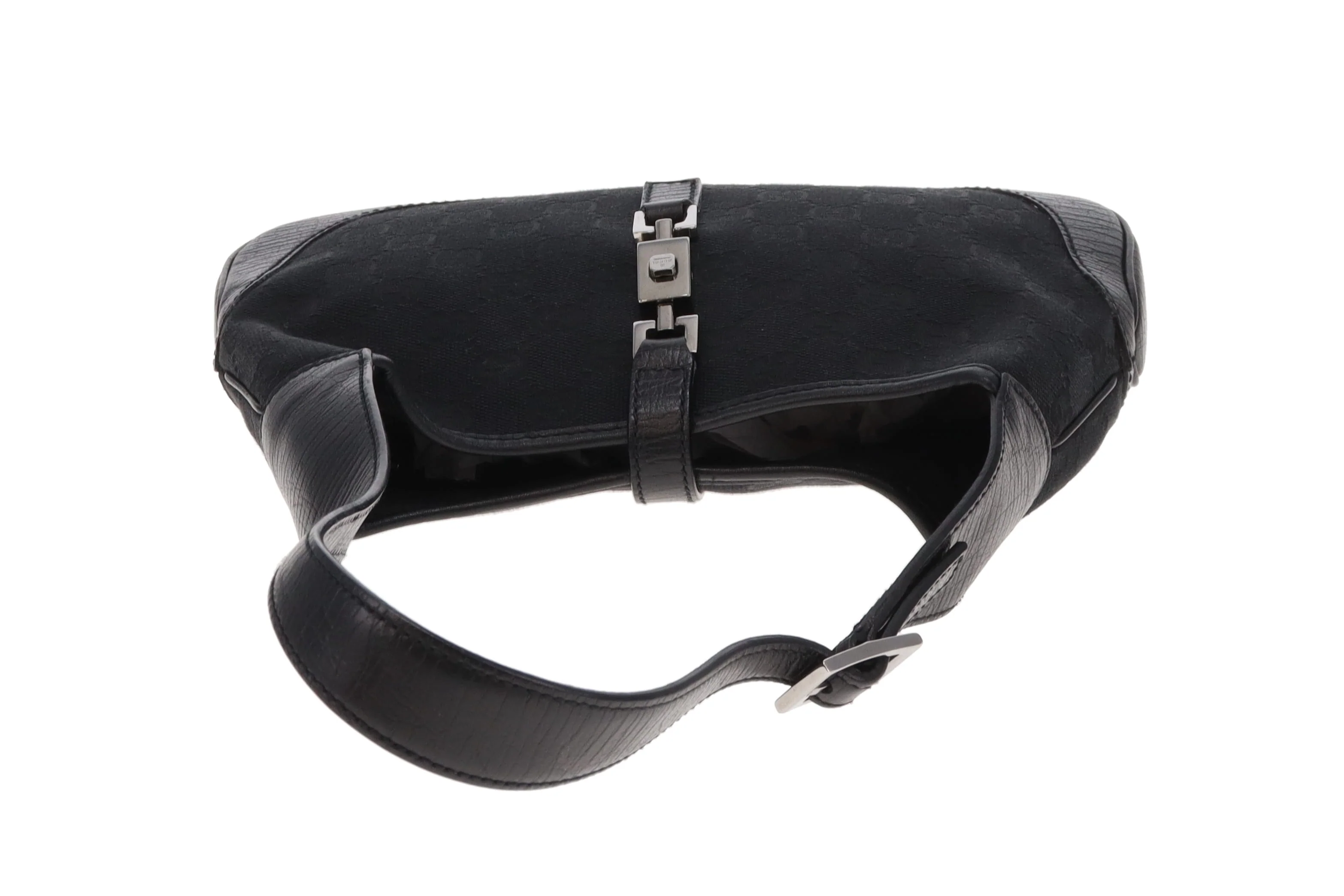 Gucci Jackie Shoulder Bag Small Black GG Canvas & Leather Vintage - Image 7