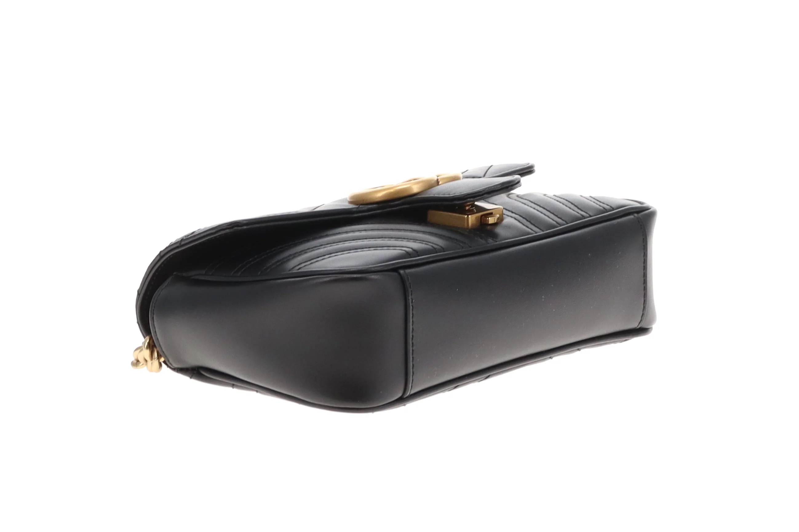Gucci GG Marmont Mini Flap Bag – Black Leather with Gold Hardware - Image 11