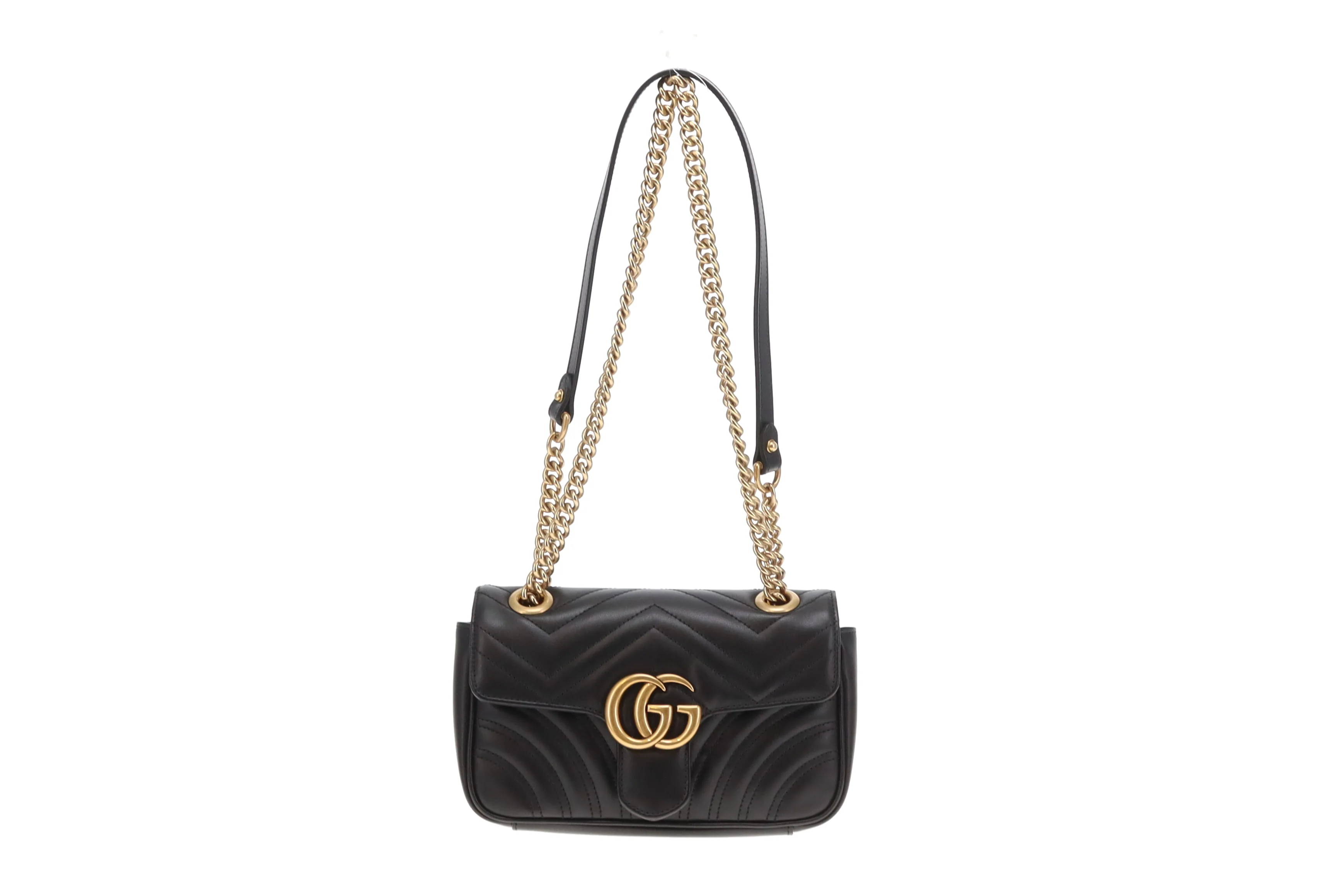 Gucci GG Marmont Mini Flap Bag – Black Leather with Gold Hardware - Image 3