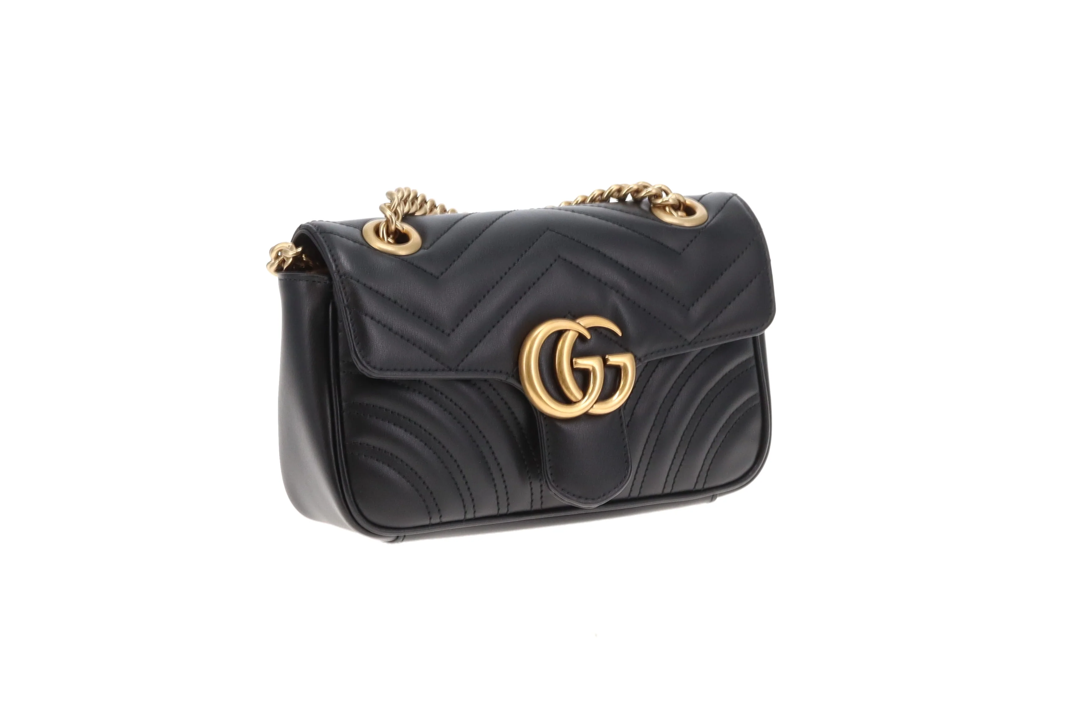 Gucci GG Marmont Mini Flap Bag – Black Leather with Gold Hardware - Image 4
