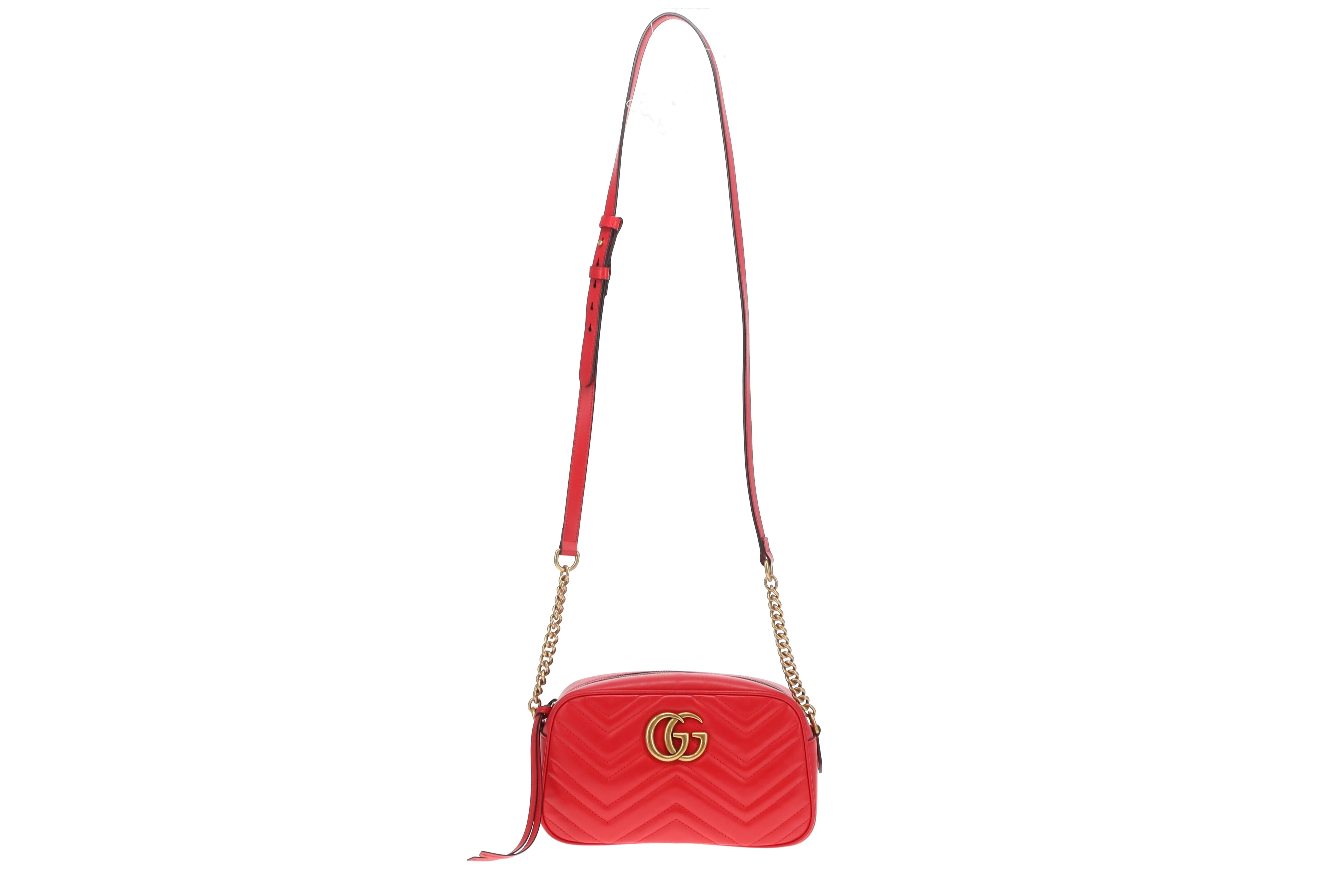 Gucci Marmont Small Camera Bag Red Chevron GH - Image 3