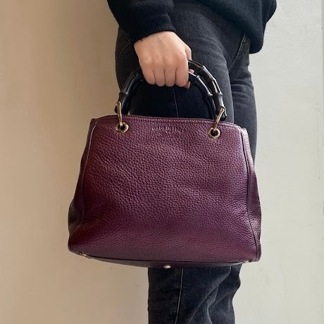 Gucci Metallic Purple Medium Bamboo 2 Way Shopper - Image 3