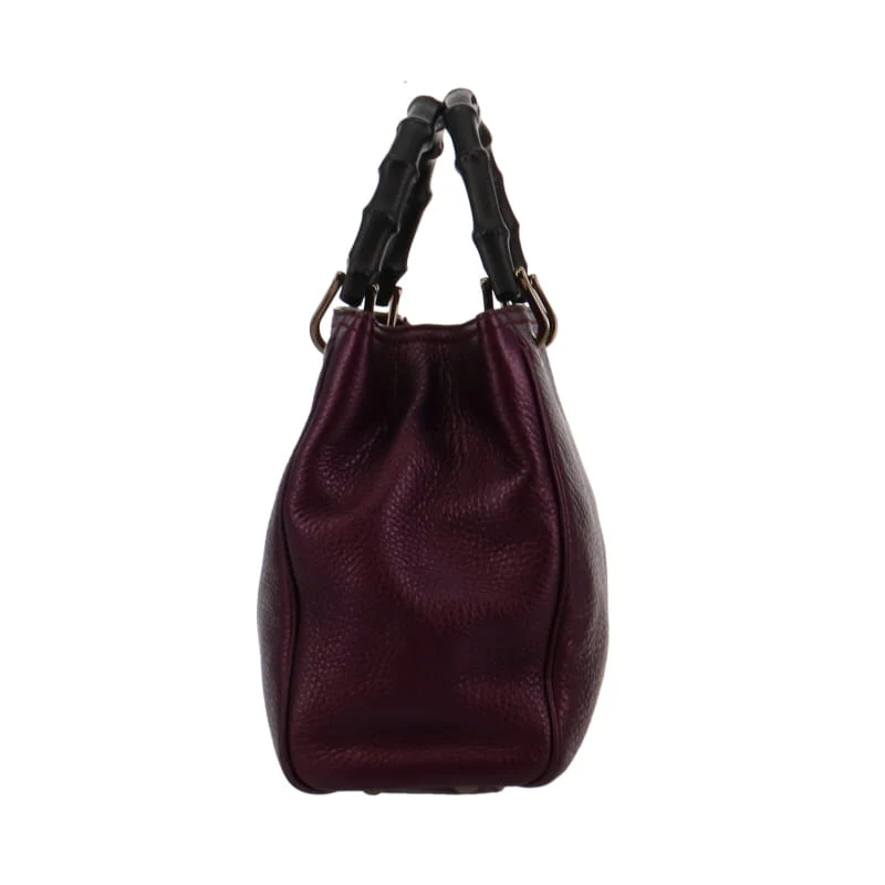 Gucci Metallic Purple Medium Bamboo 2 Way Shopper - Image 6