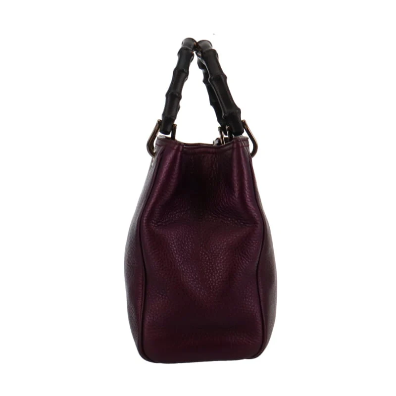 Gucci Metallic Purple Medium Bamboo 2 Way Shopper - Image 8