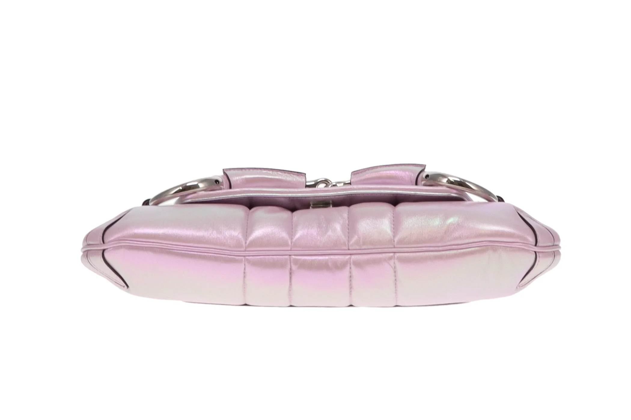 Gucci Pink Iridescent Leather SHW Horsebit Chain Shoulder Bag - Image 8