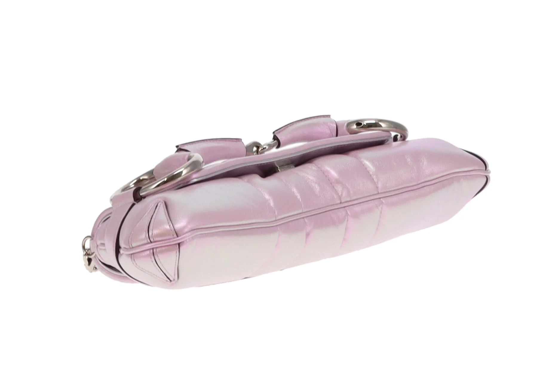 Gucci Pink Iridescent Leather SHW Horsebit Chain Shoulder Bag - Image 9