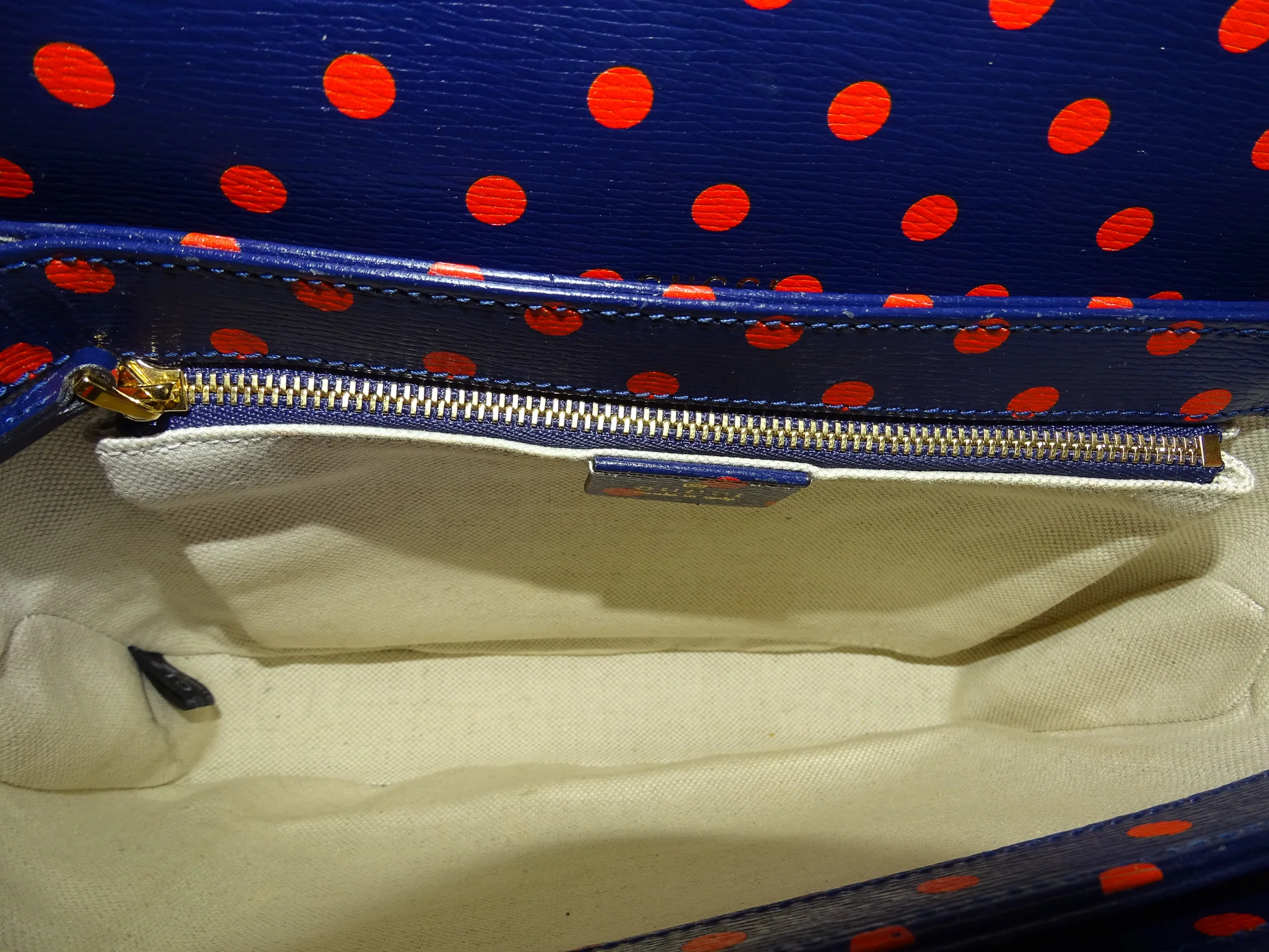 Gucci Horsebit 1955 Shanghai Shoulder Bag – Navy Polka Dot Calfskin - Image 13