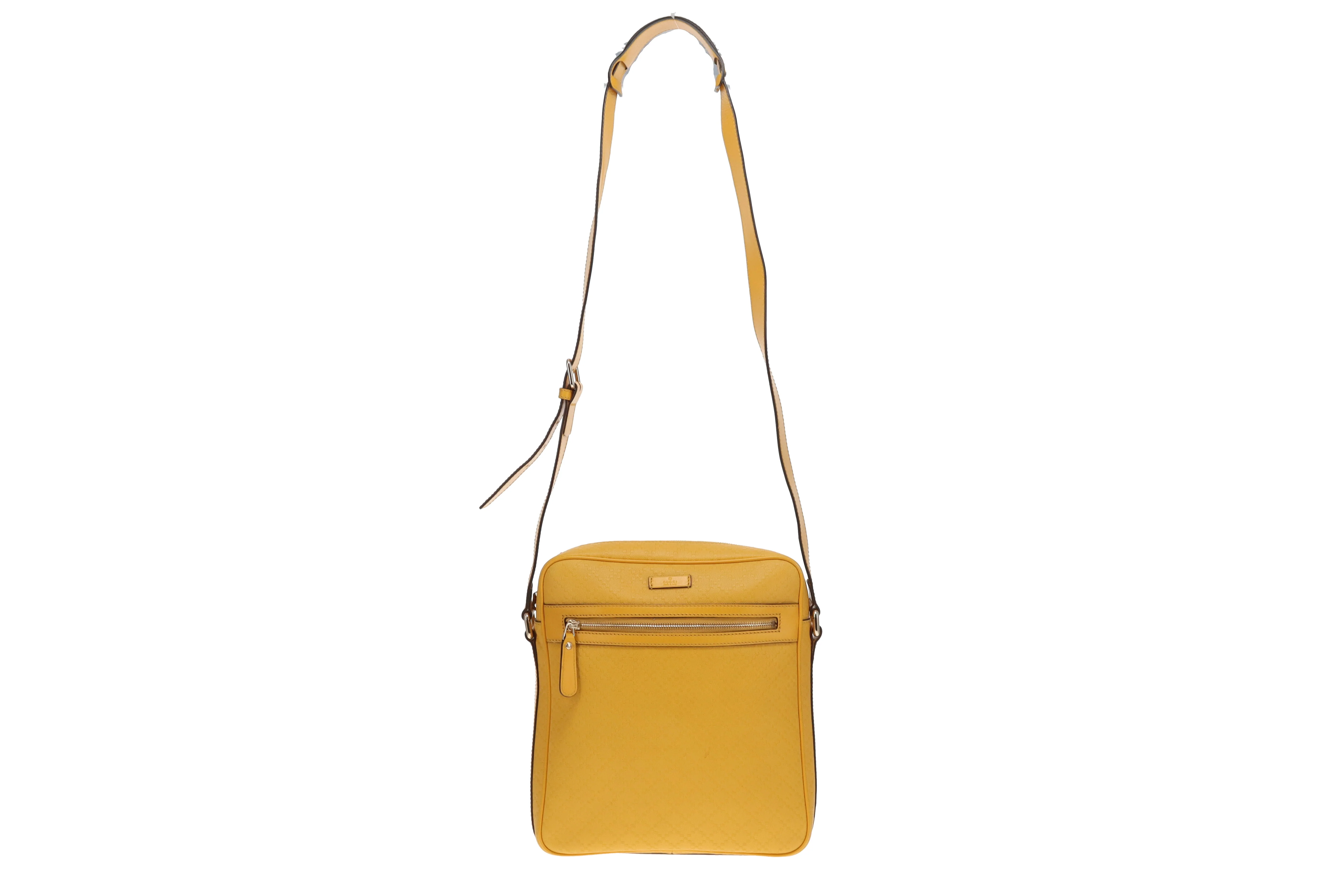 Gucci Yellow Diamante Leather Zipped Messenger Bag - Image 3