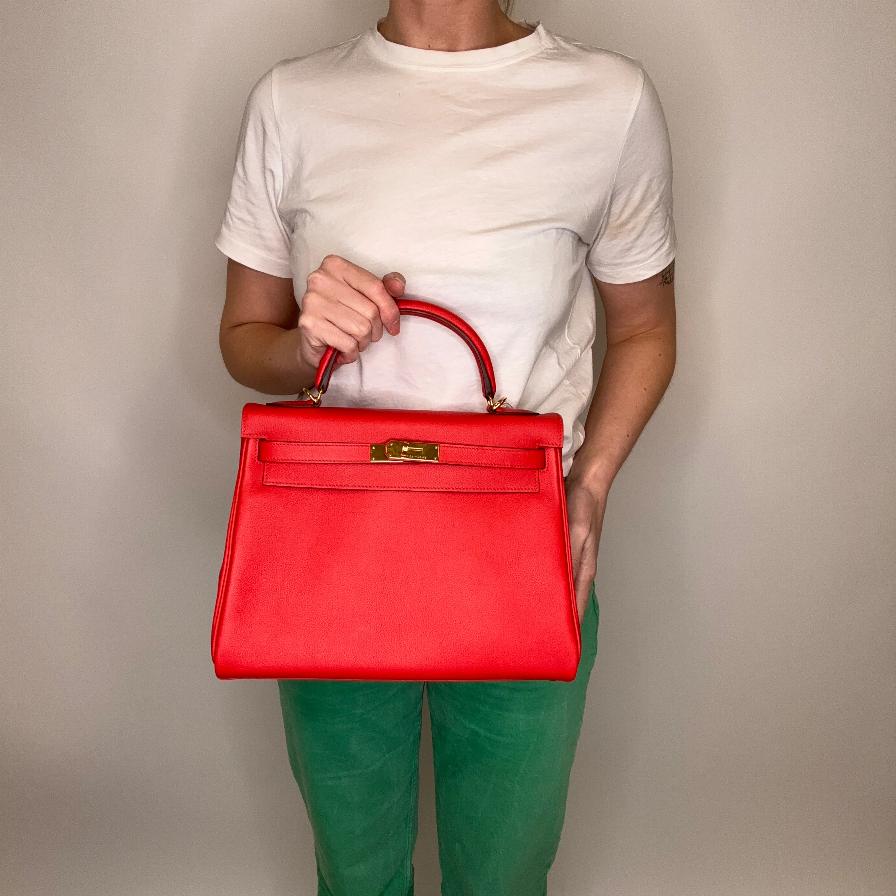 Hermes Kelly 32 Red Evercolor GHW 2016 - Image 3