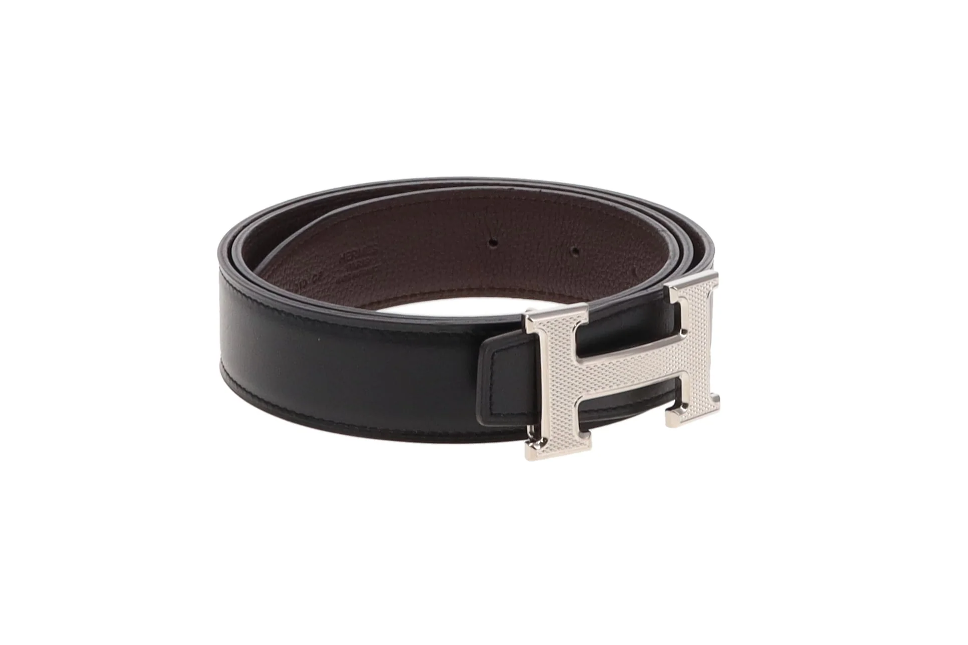 Hermes Noir and Ebene 32mm Reversible with H Guillochee Belt Buckle 2017 85cm - Image 2