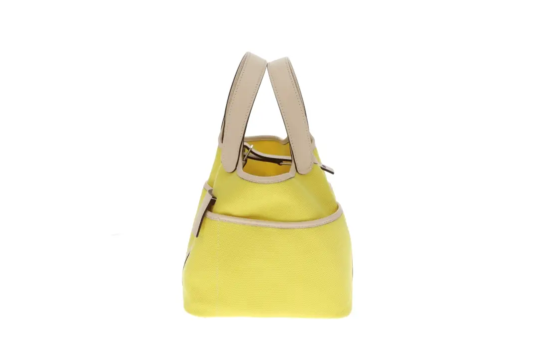 Hermes Picotin Cargo Lock 18 In Jaune Citron & Nata Swift & Toile Canvas - Image 4