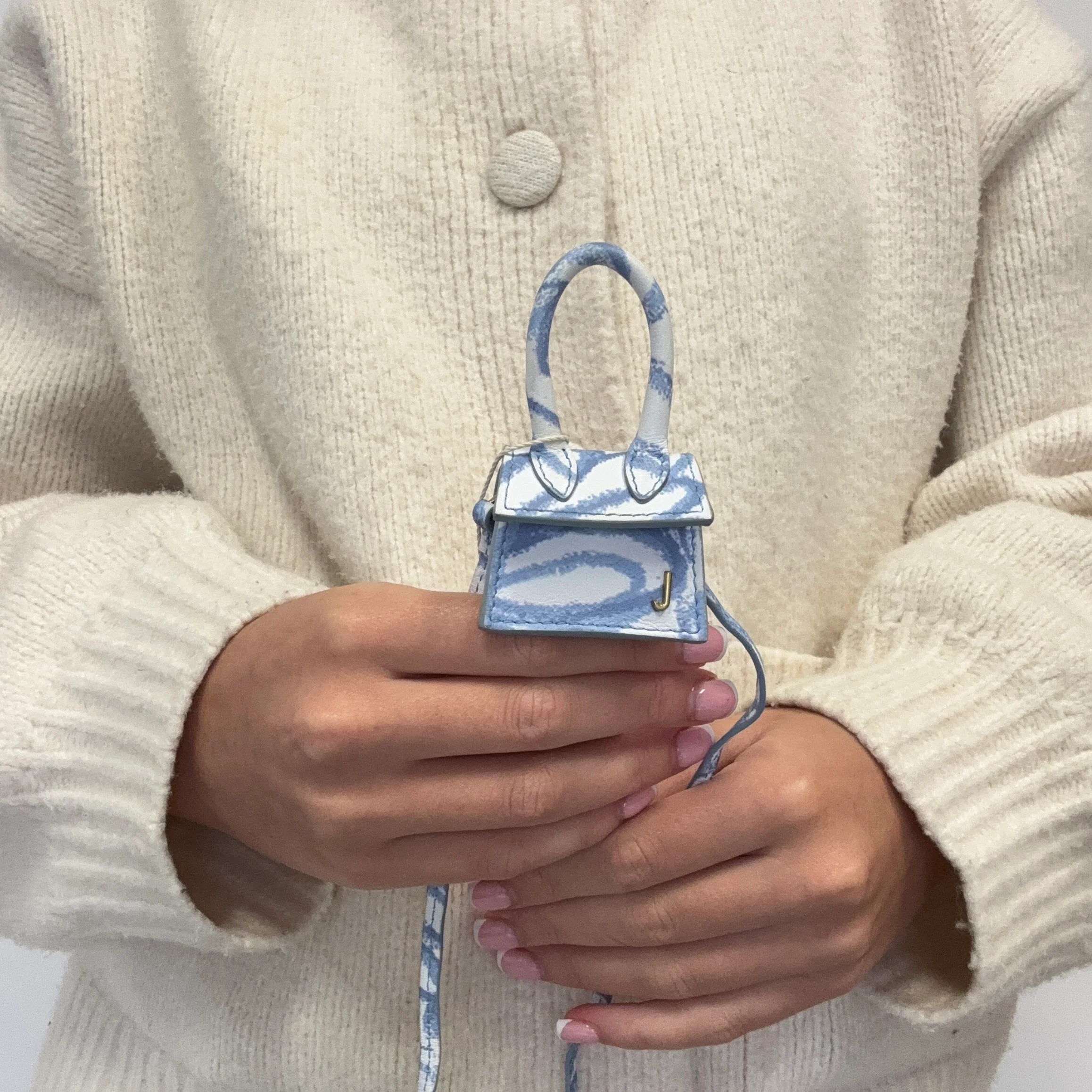 Jacquemus Le Chiquito Blanc Blue Printed Nano Bag - Image 3