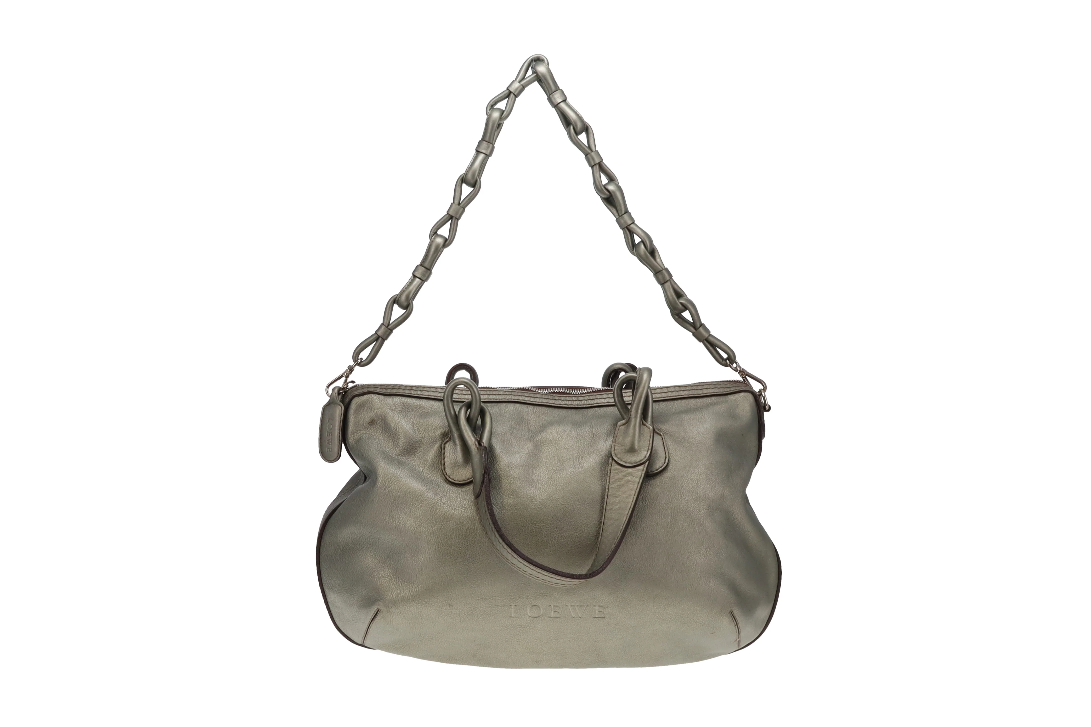 Loewe Metallic Green Leather Fiesta Hobo - Image 3