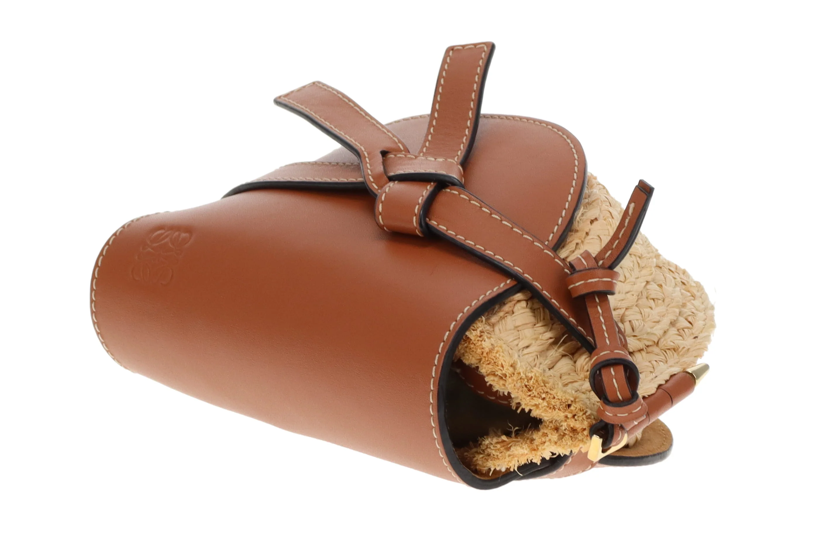 Loewe Small Gate Bag Raffia & Calfskin - Image 11