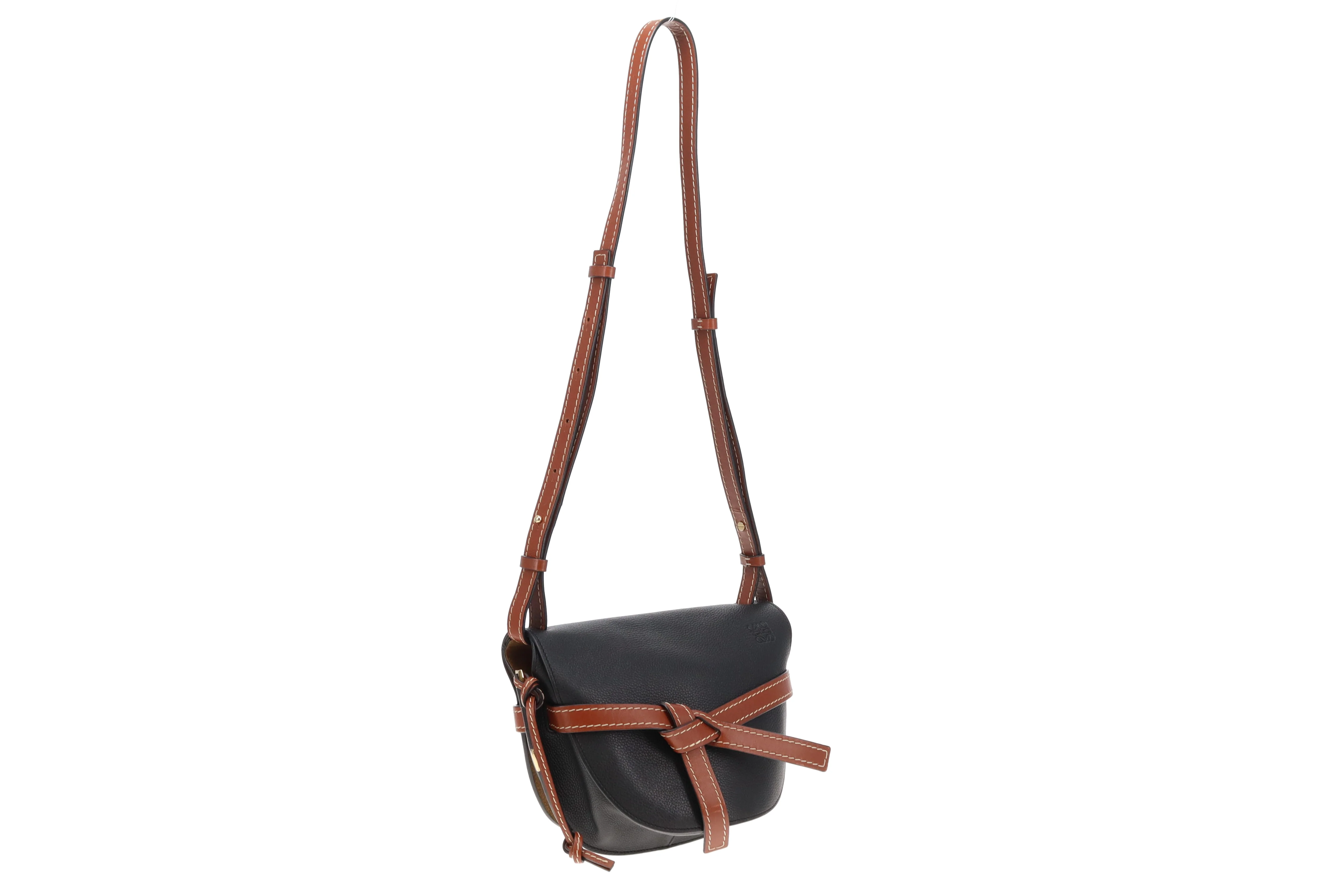 Loewe Small Gate In Soft Black Calfskin & Pecan - Image 5