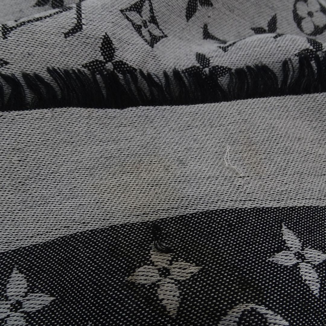 Louis Vuitton Shawl Monogram Silk & Wool Black & Silver - Image 4