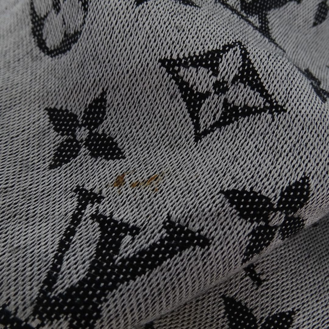 Louis Vuitton Shawl Monogram Silk & Wool Black & Silver - Image 5