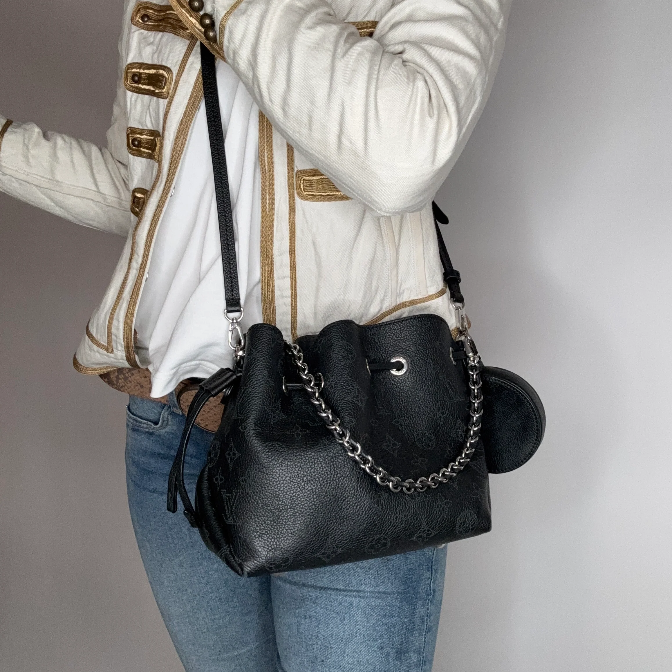 Louis Vuitton Bella Bucket Bag Black Mahina (NFID) - Image 3