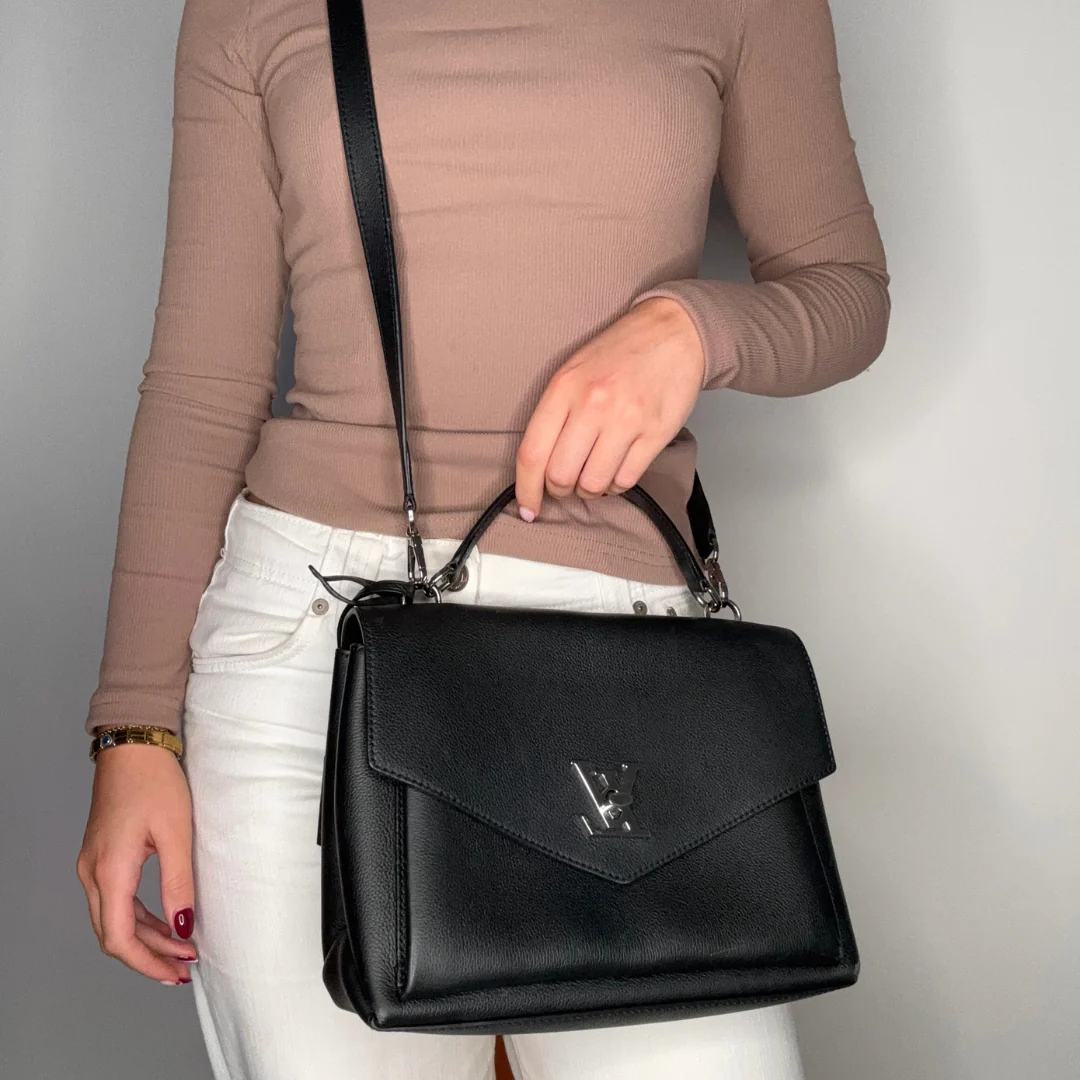 Louis Vuitton MyLockMe Satchel Black Leather and SHW (NFID 2022) - Image 2
