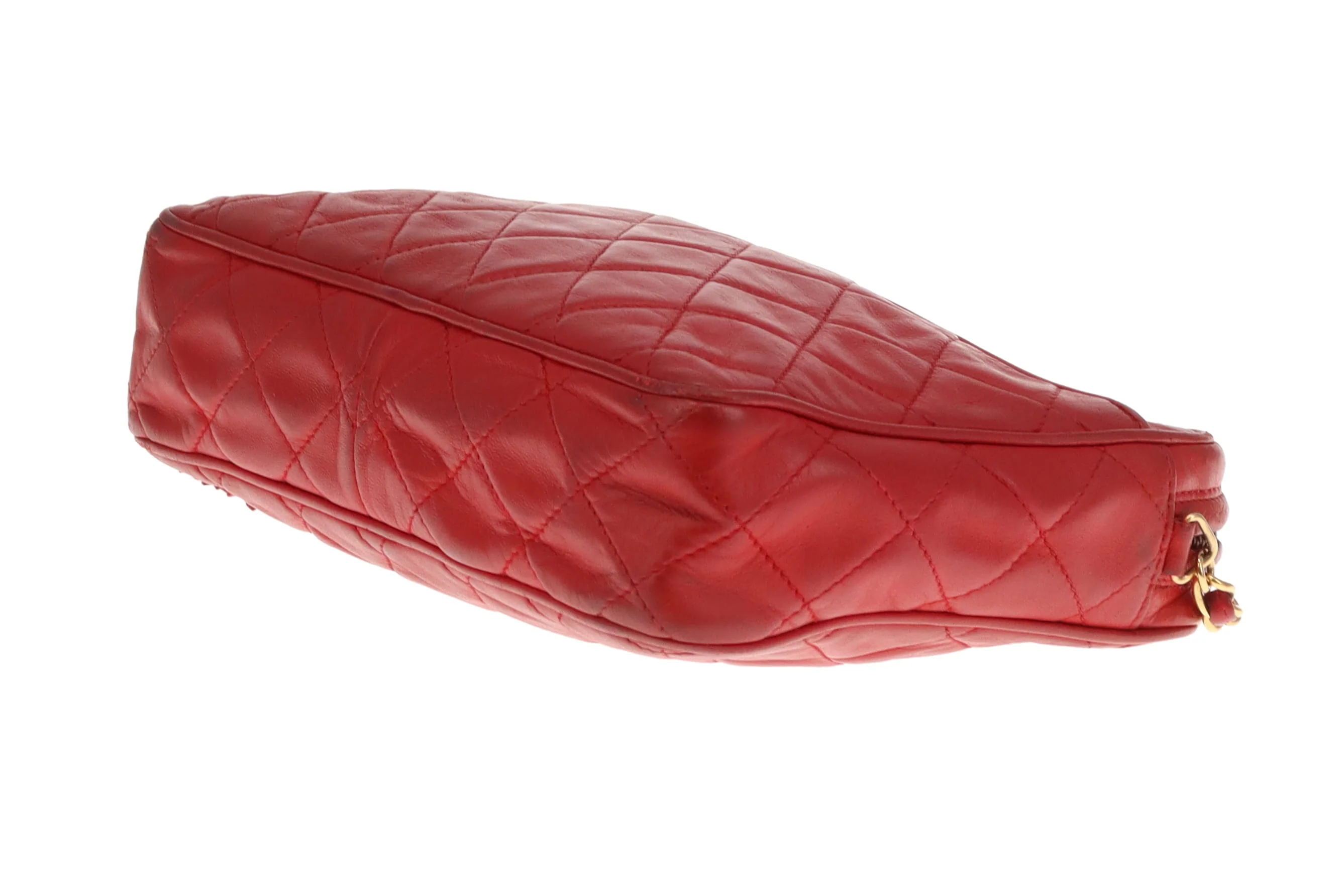 Chanel Vintage Matelasse Lambskin CC Camera Bag Red - Image 12