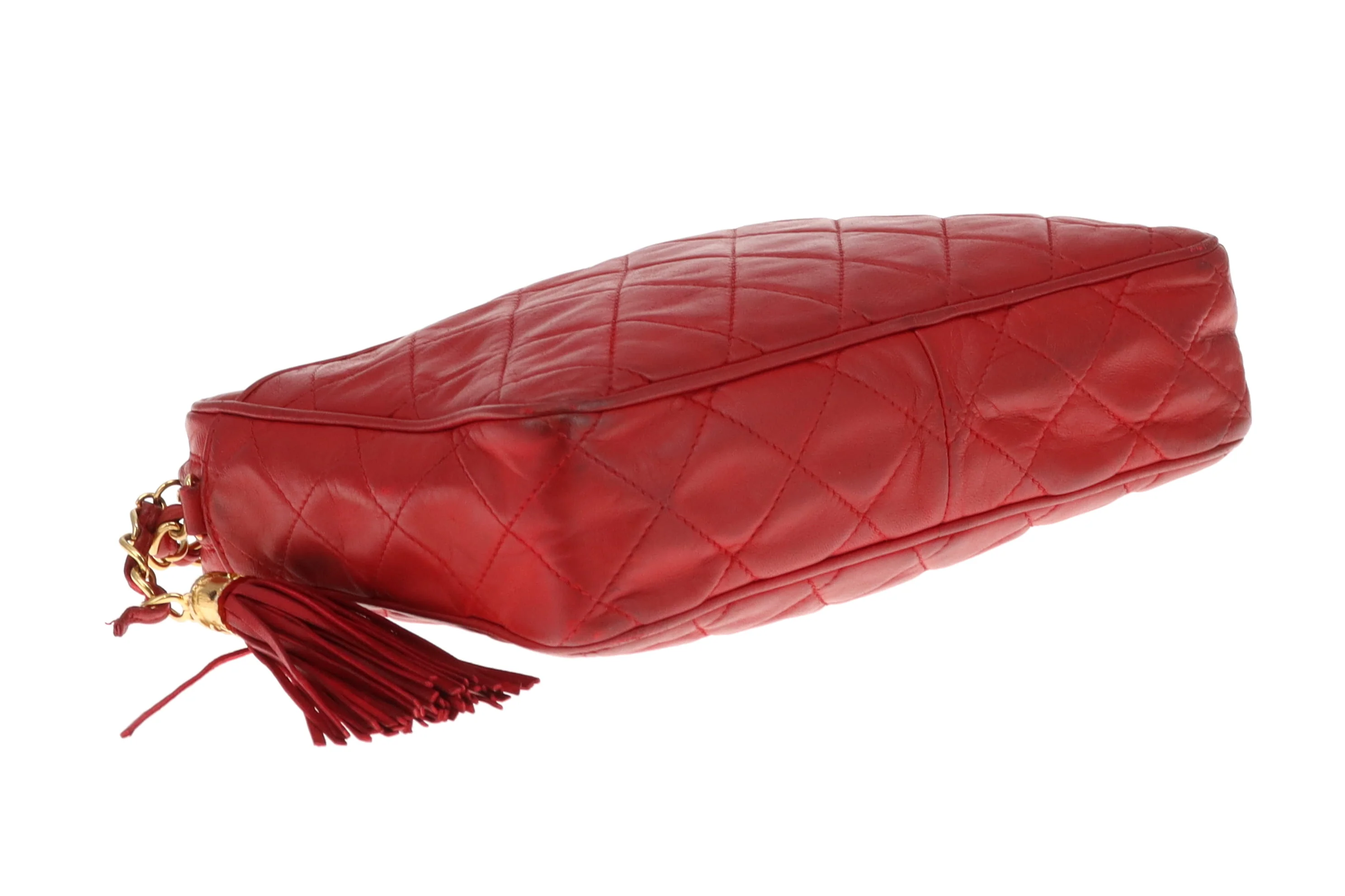 Chanel Vintage Matelasse Lambskin CC Camera Bag Red - Image 13