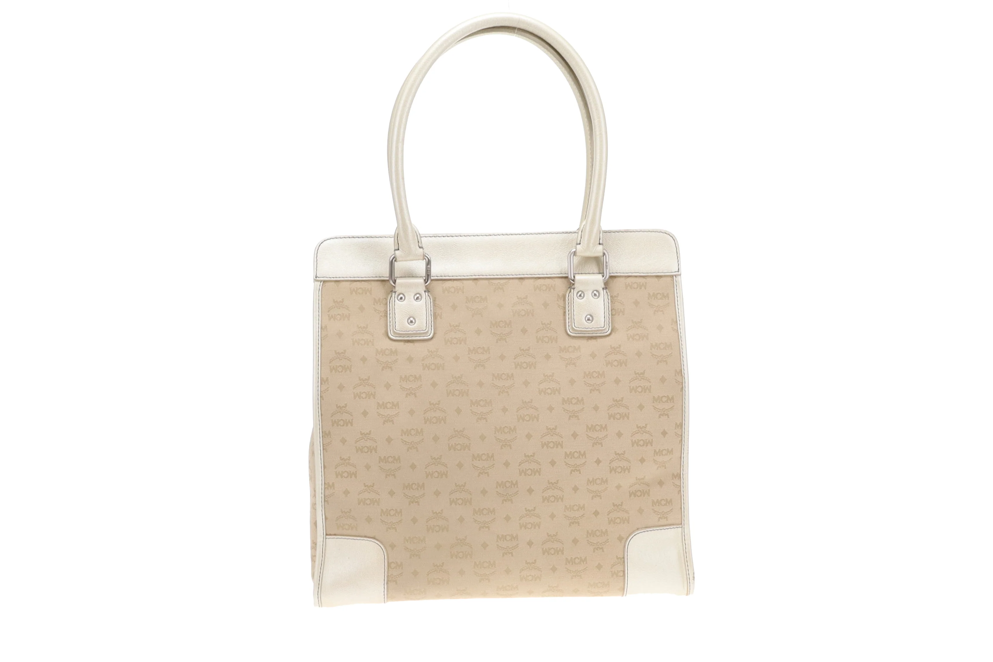 MCM Gold Leather & Canvas Tassel Tote - Image 5
