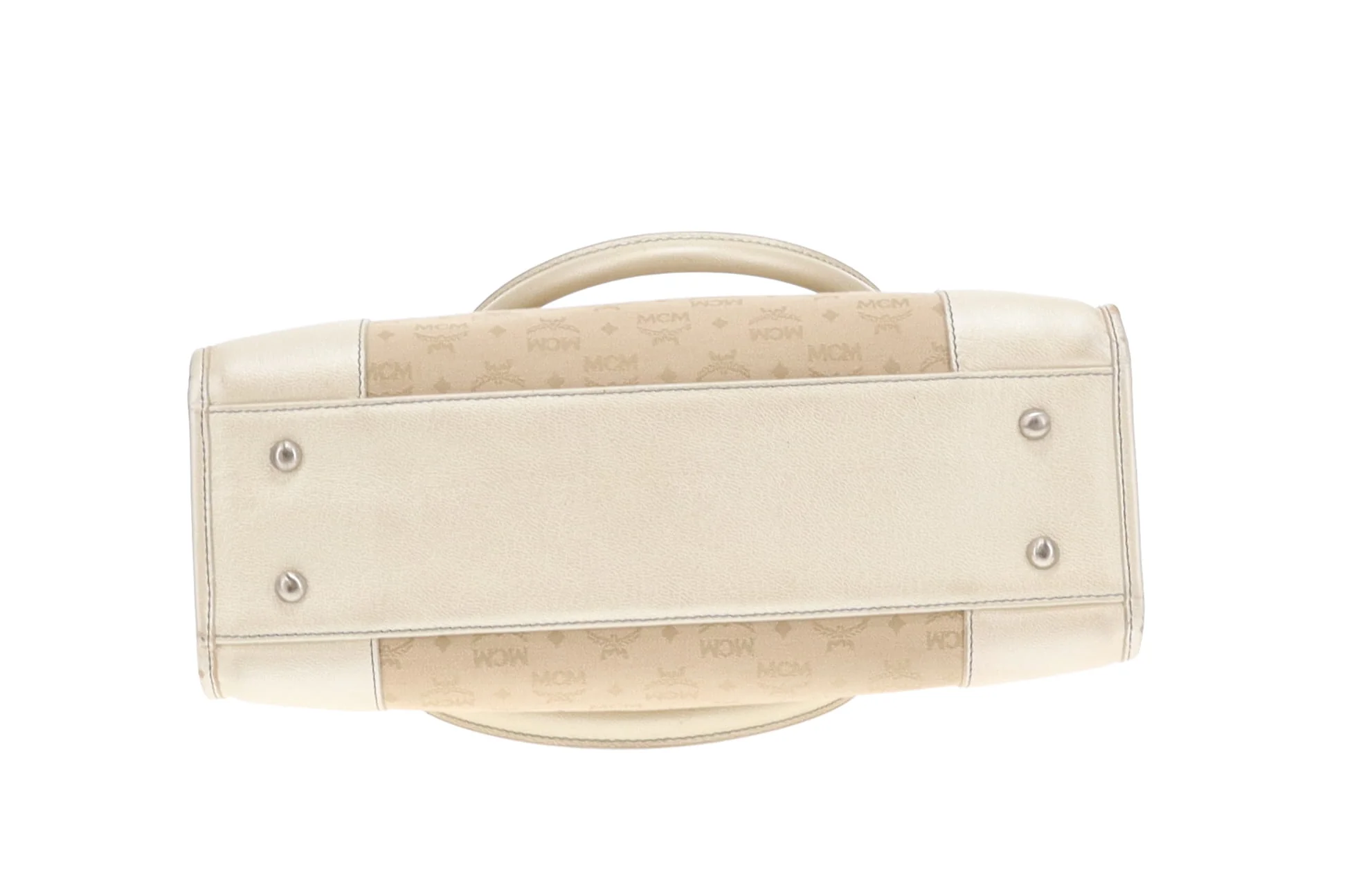 MCM Gold Leather & Canvas Tassel Tote - Image 7