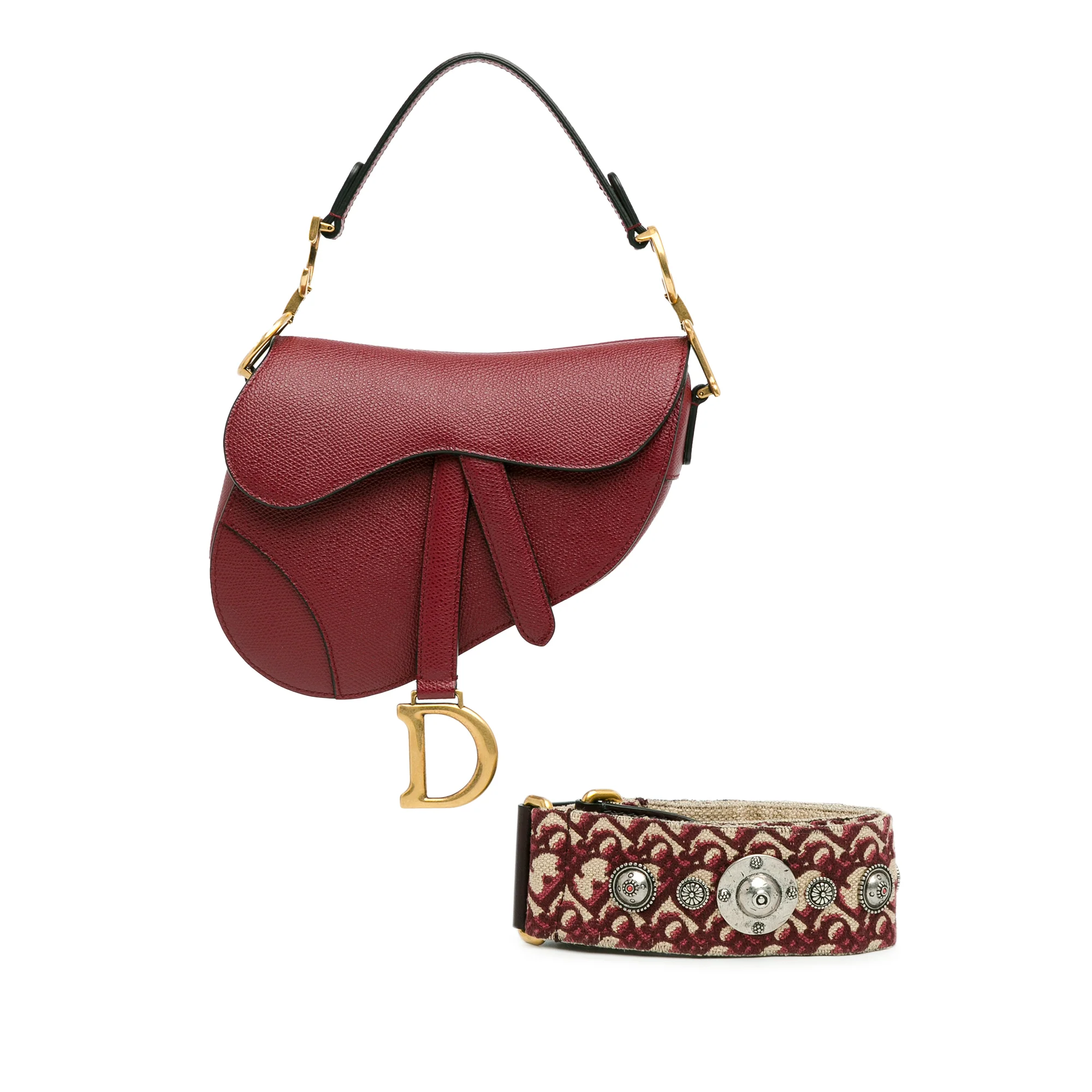 Dior Saddle Burgundy Mini Leather with Embroidered Strap 2019 - Image 9