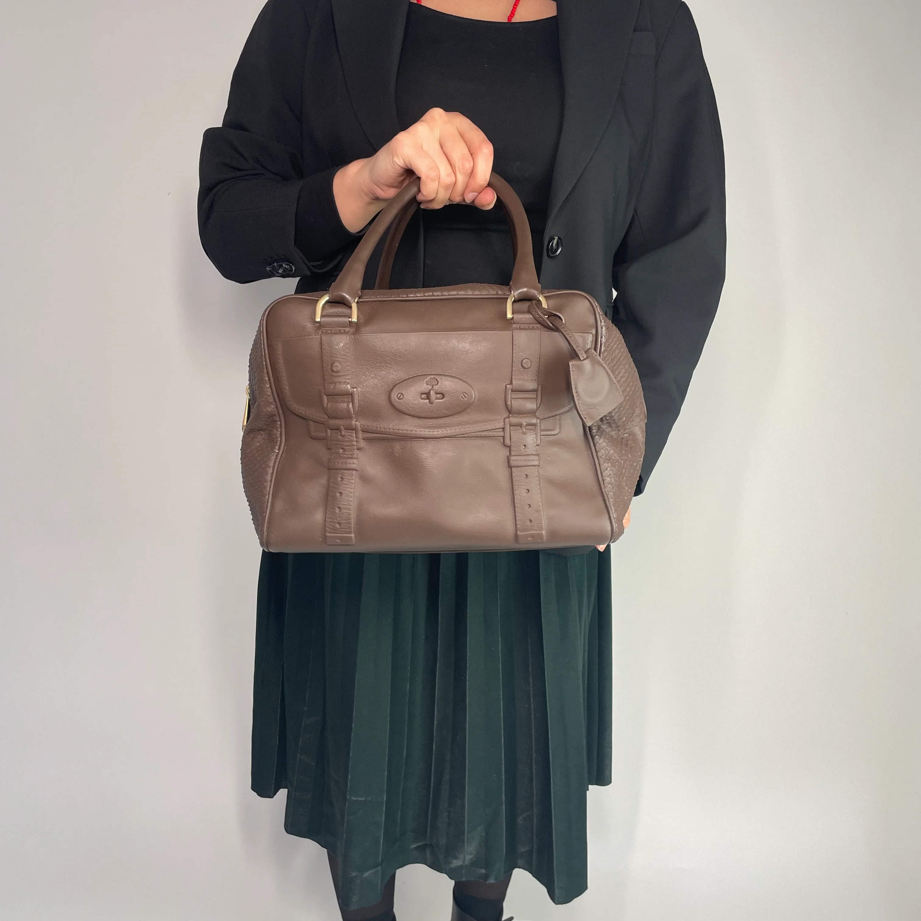 Mulberry Chocolate Brown Leather Maisie Clipper Bag - Image 2