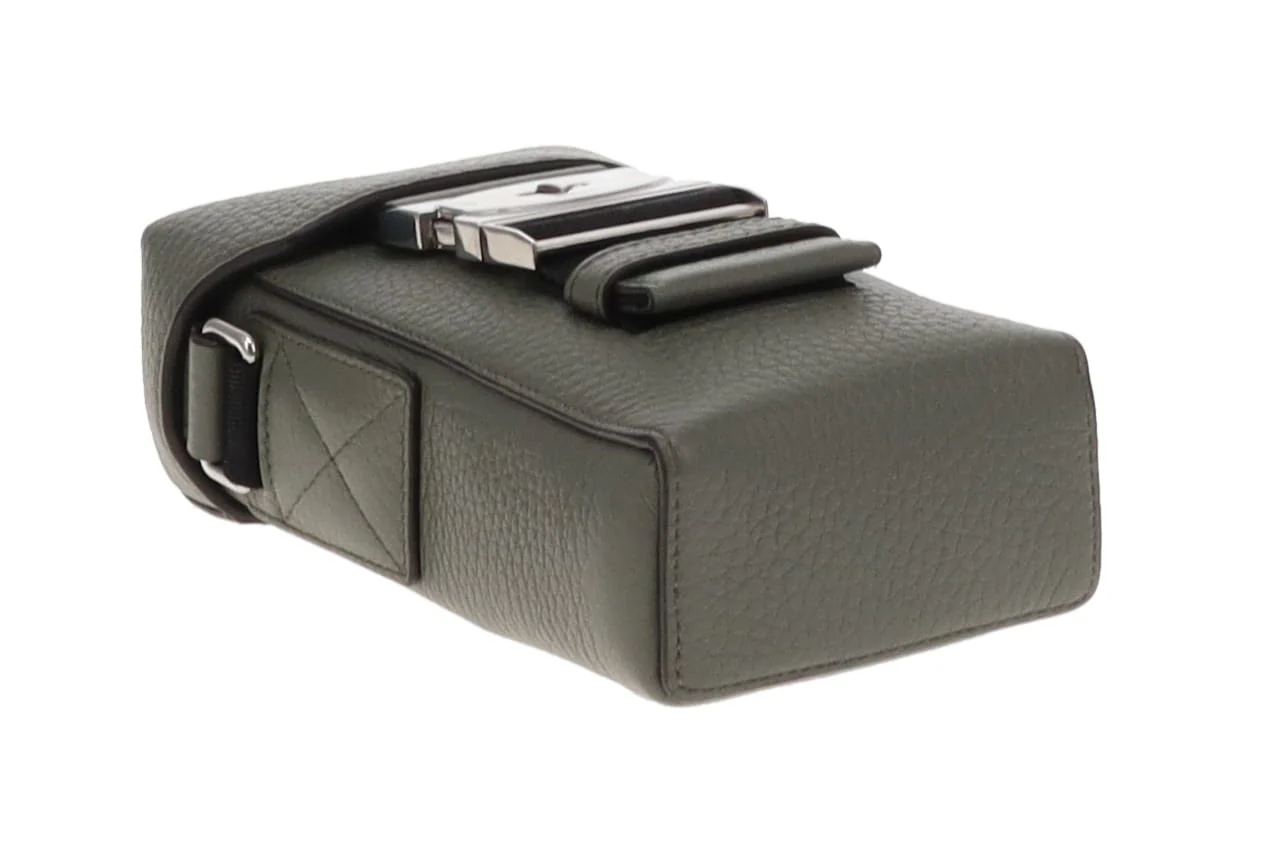 Mulberry Heavy Grain Leather Postmans Buckle Phone Messenger Olive - Image 12