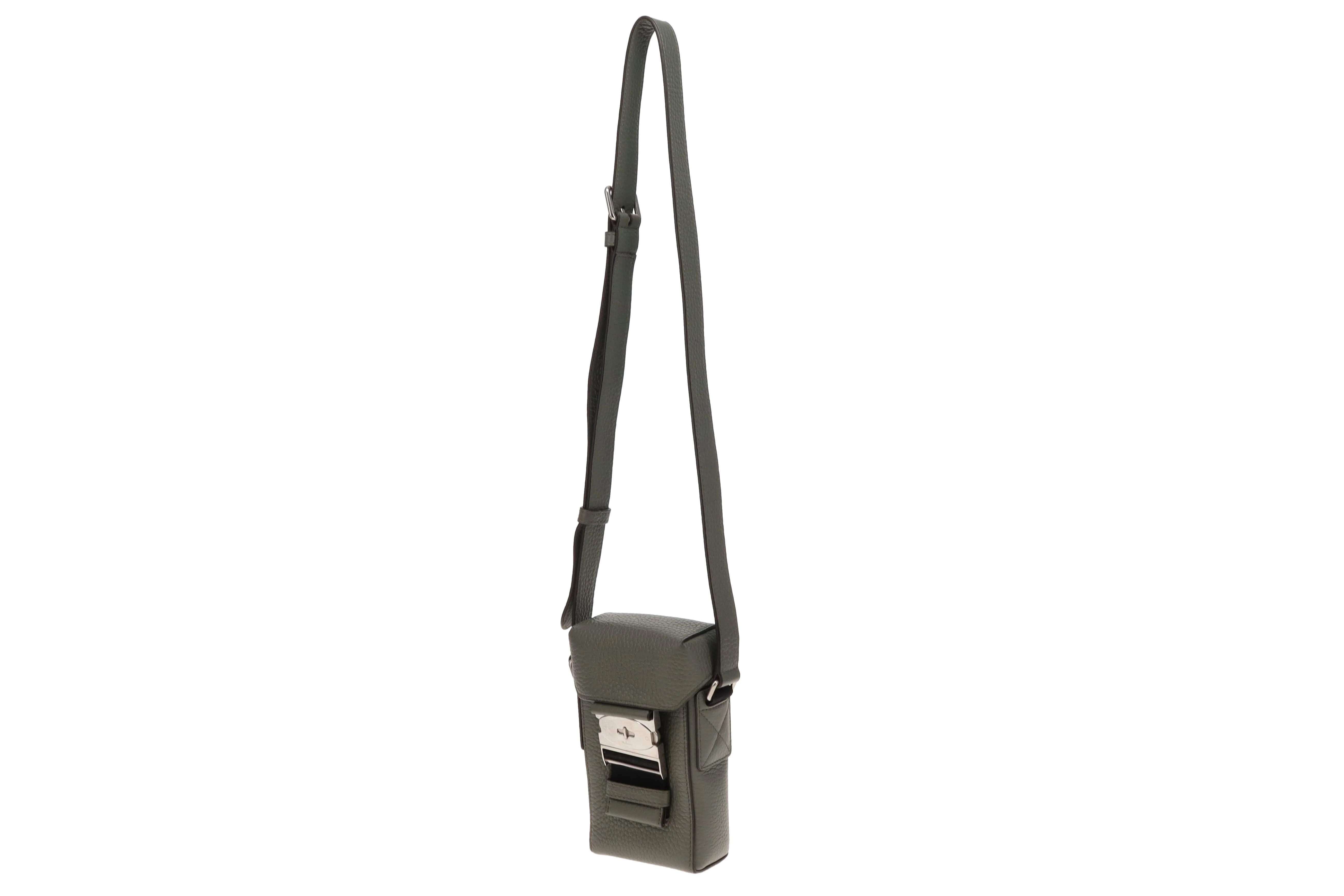 Mulberry Heavy Grain Leather Postmans Buckle Phone Messenger Olive - Image 7