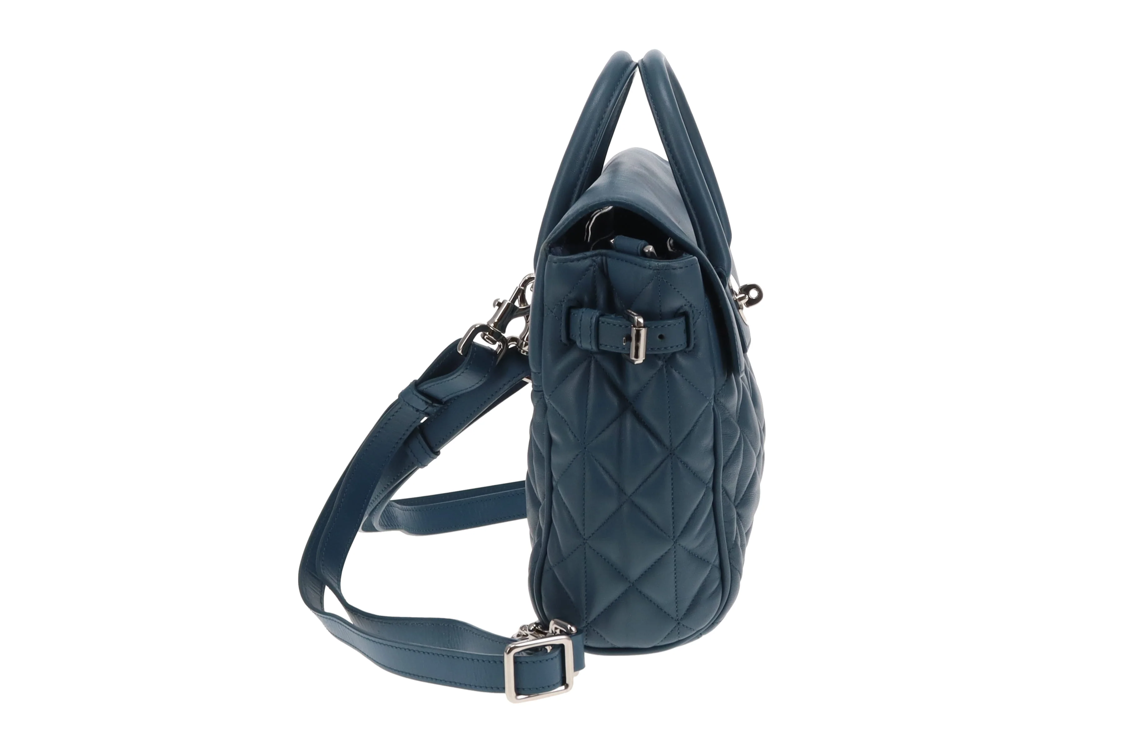 Mulberry Mini Cara Delevingne Bag in Steel Blue Quilted Nappa Leather - Image 4