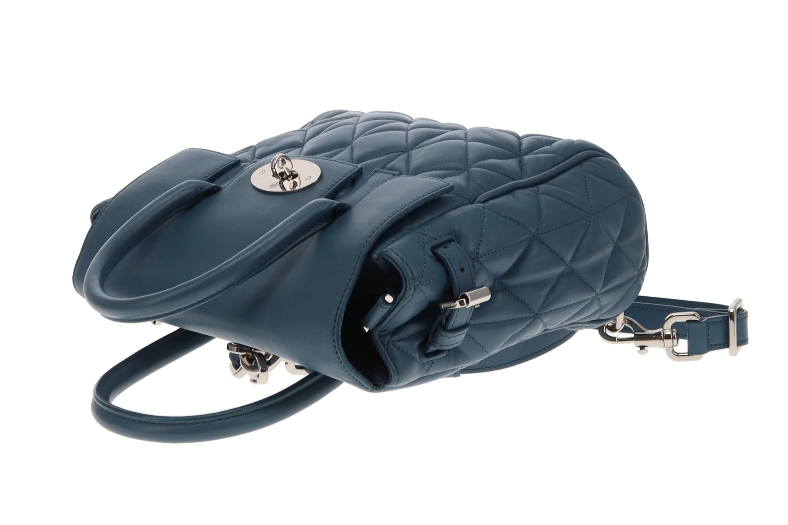 Mulberry Mini Cara Delevingne Bag in Steel Blue Quilted Nappa Leather - Image 9