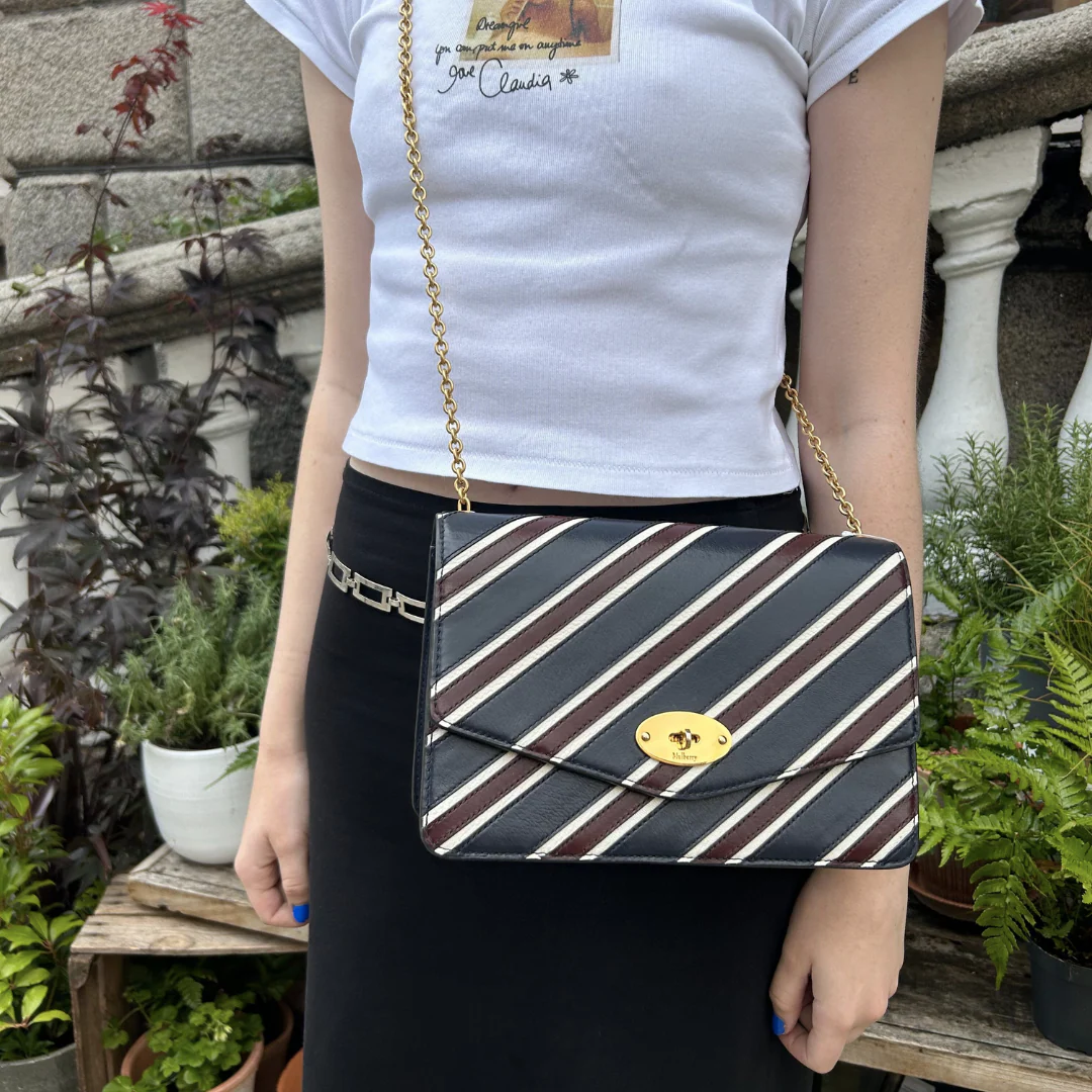 Mulberry Navy/White/Oxblood Striped Medium Darley - Image 2