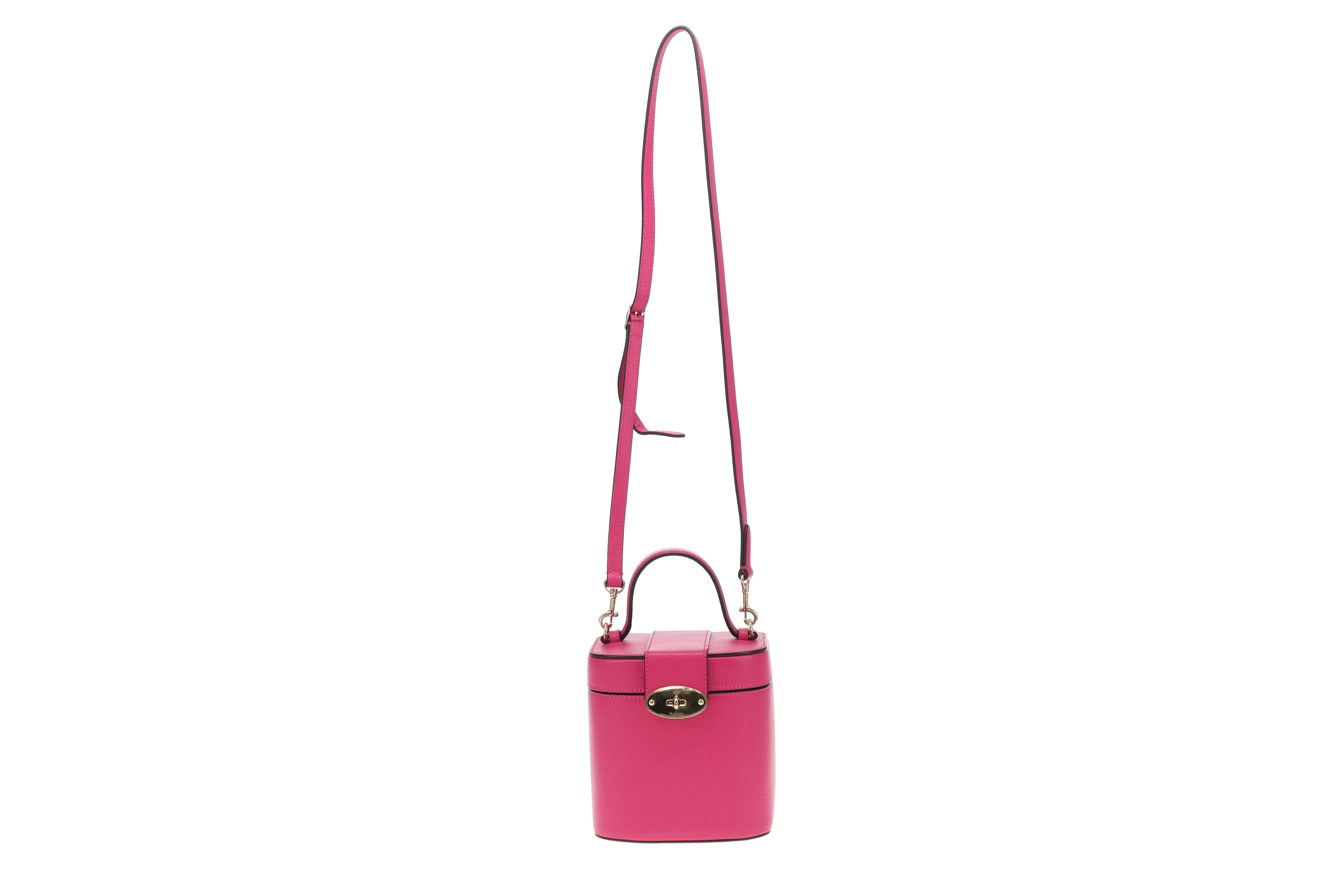 Mulberry Pink Small Classic Grain Vanity Case with Strap - Image 3