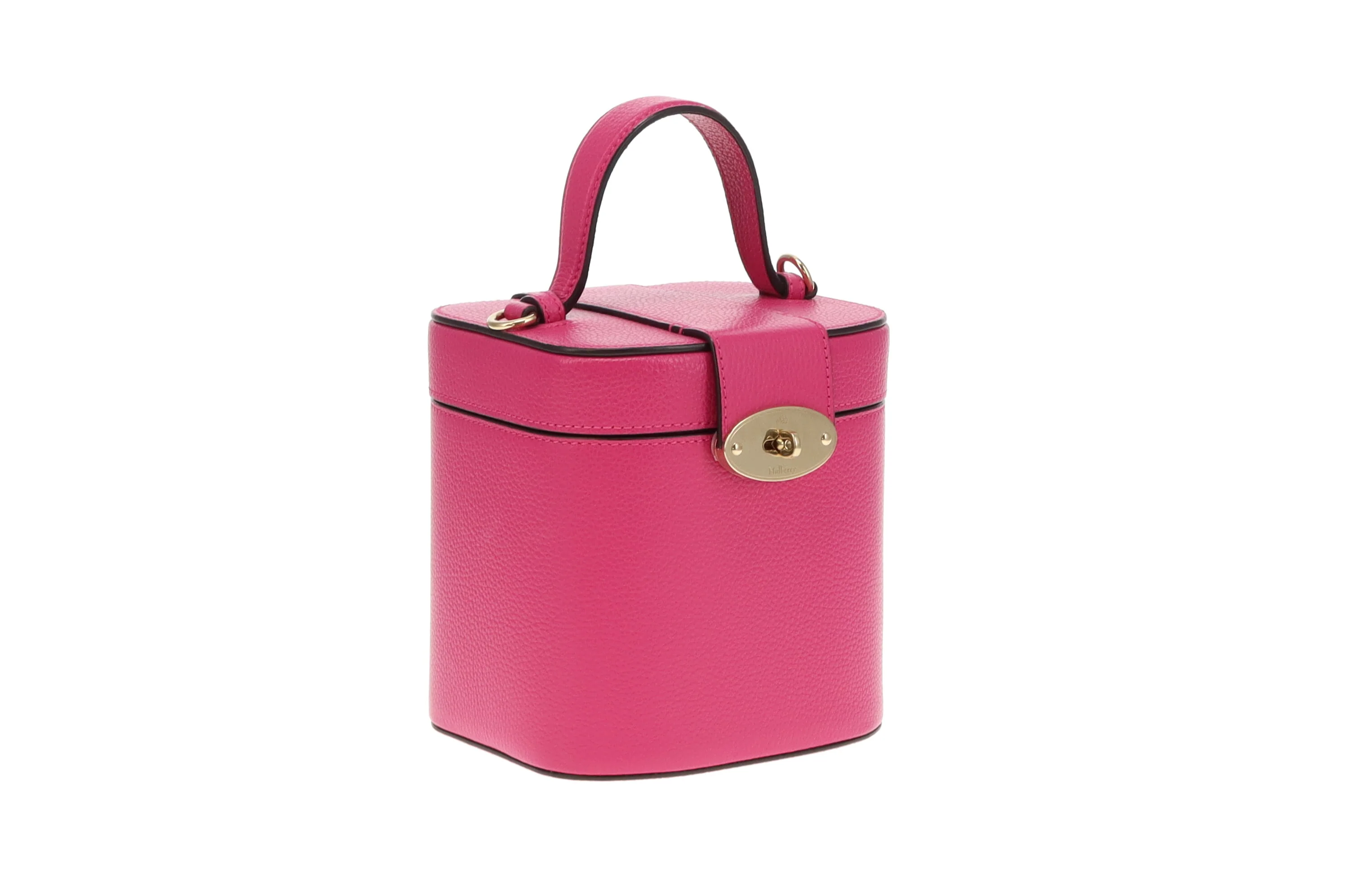 Mulberry Pink Small Classic Grain Vanity Case with Strap - Image 4
