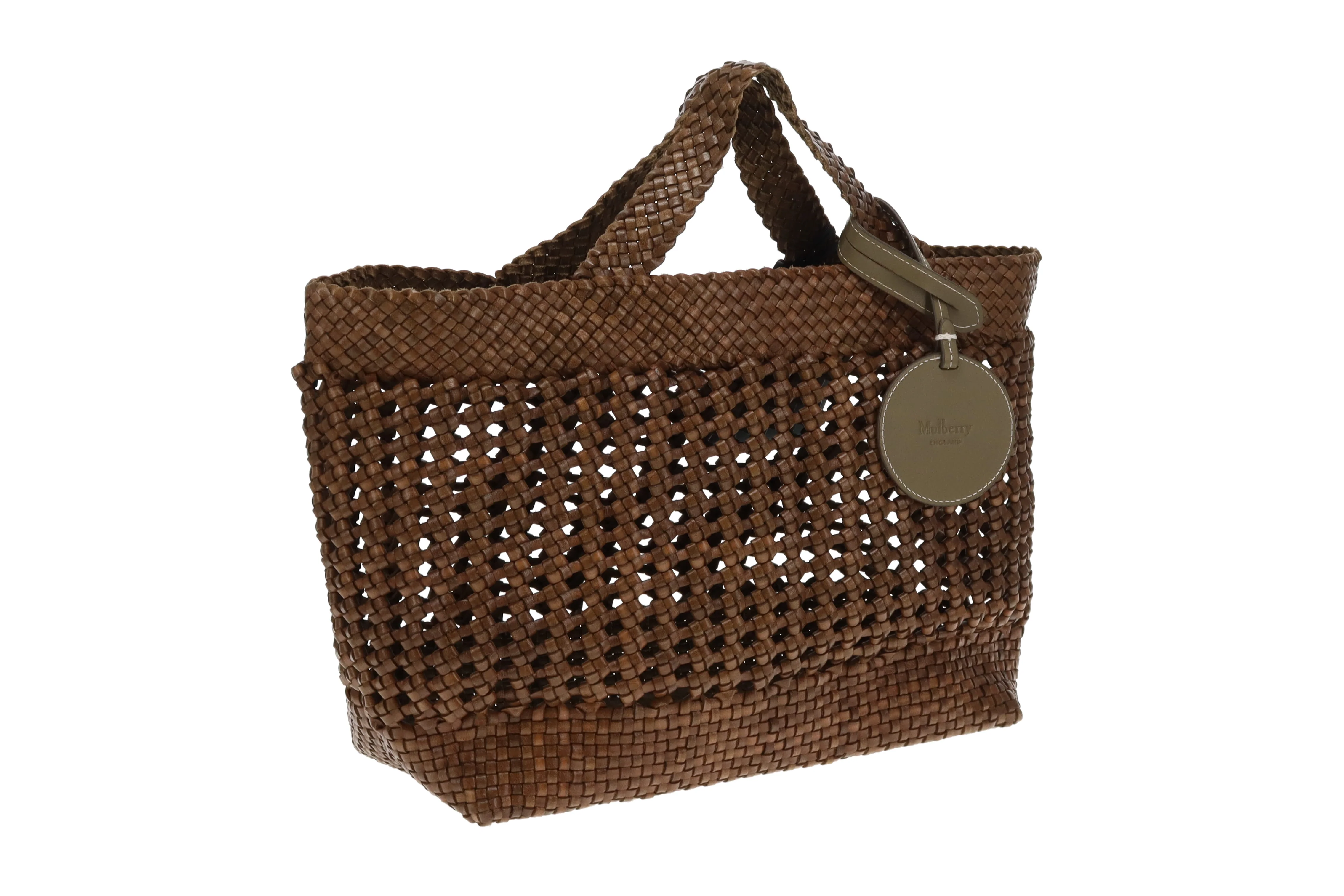 Mulberry Small Woven Tote Linen Green Woven Leather - Image 4