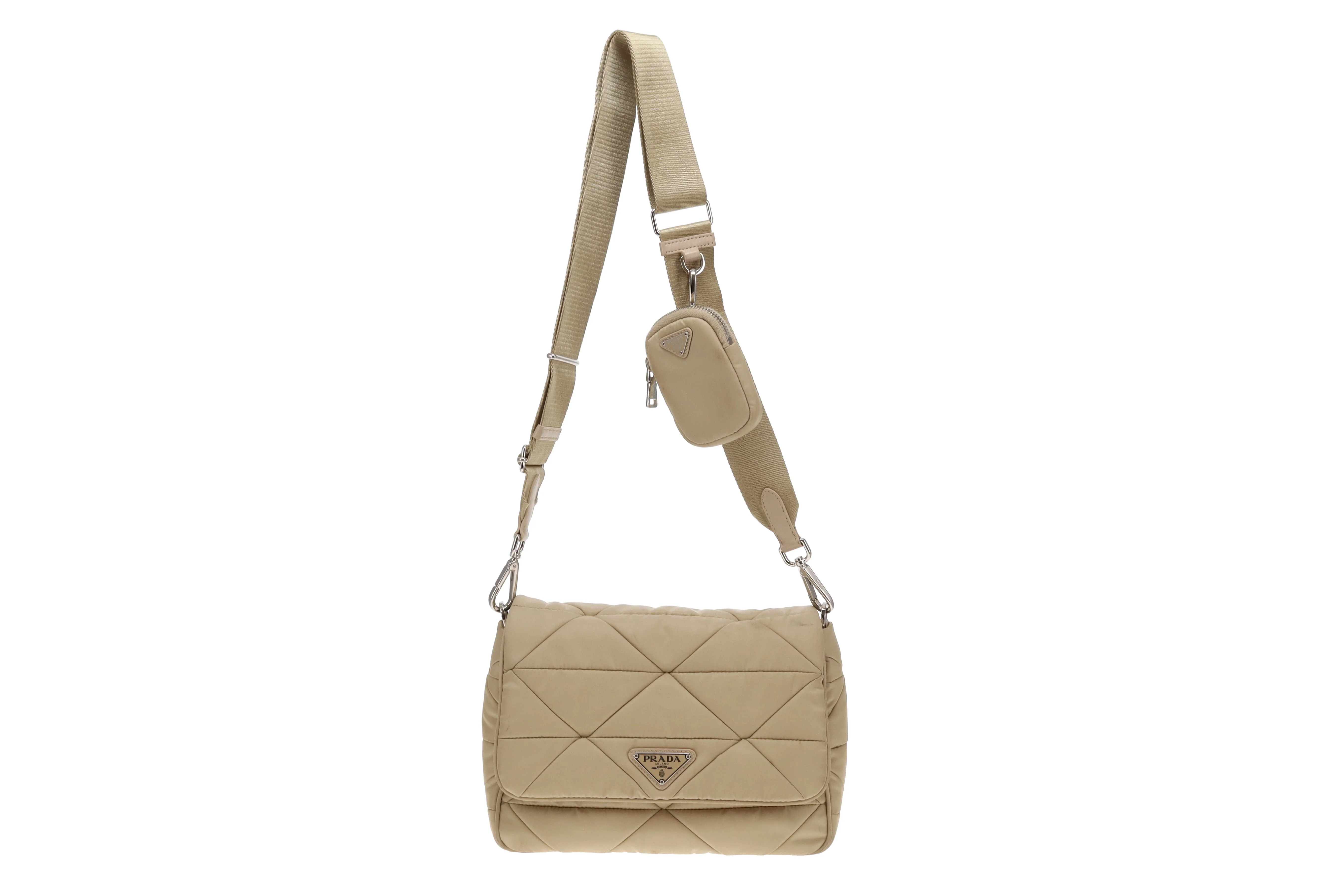 Prada Re-Edition Beige Quilted ReNylon Flap Bag - Image 3