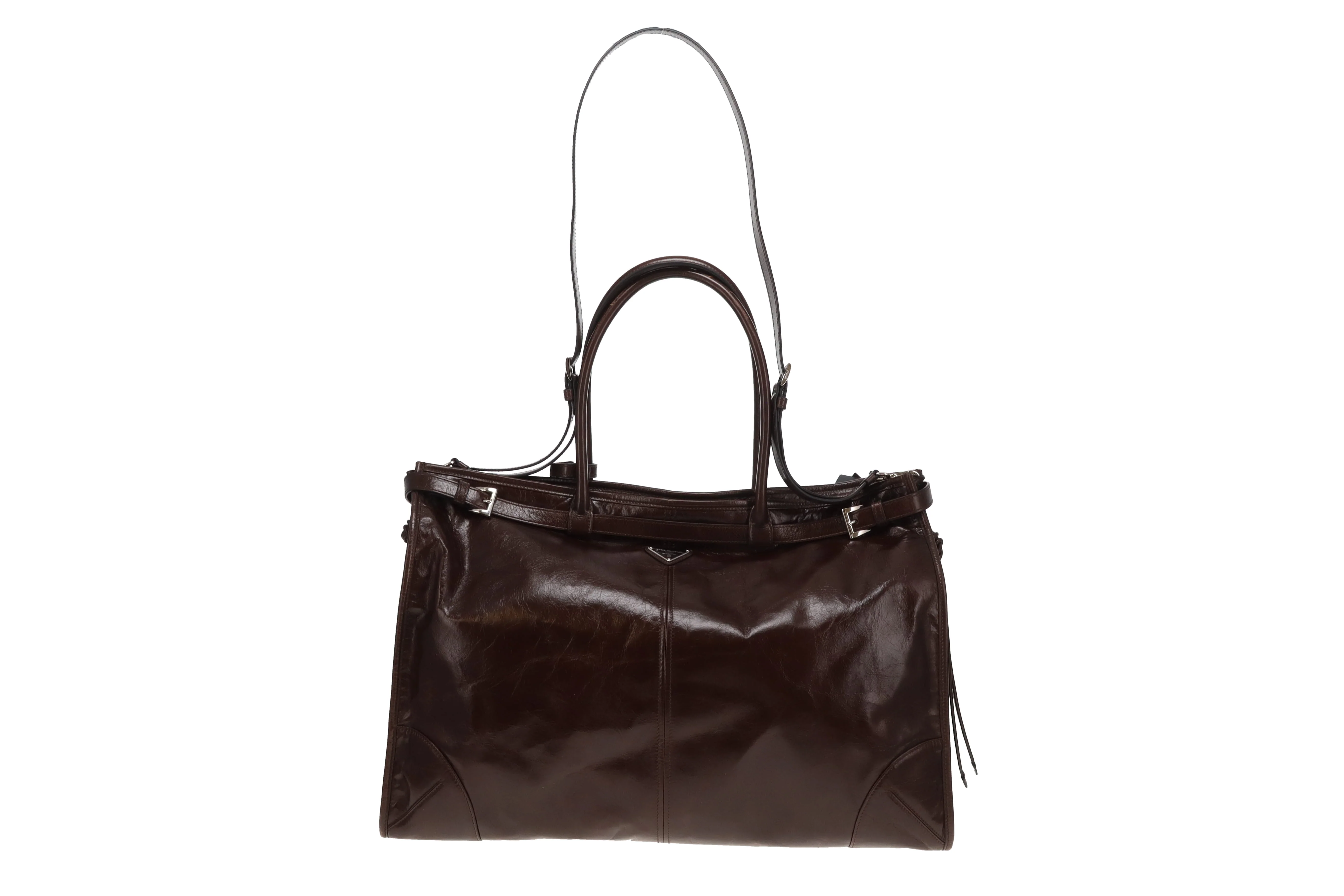 Prada Bonnie Extra Large Dark Brown Soft Lux with Strap - Image 3
