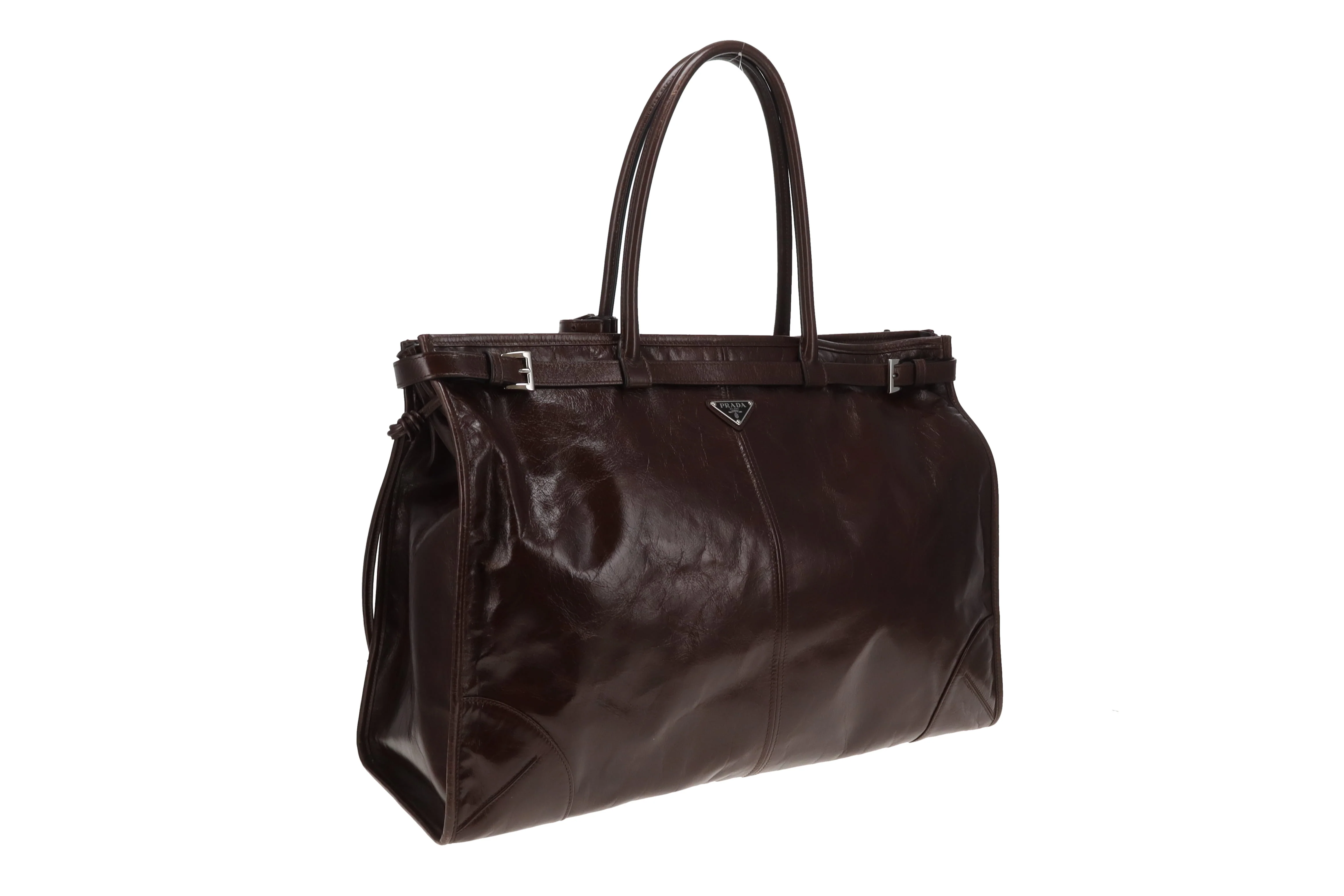 Prada Bonnie Extra Large Dark Brown Soft Lux with Strap - Image 4