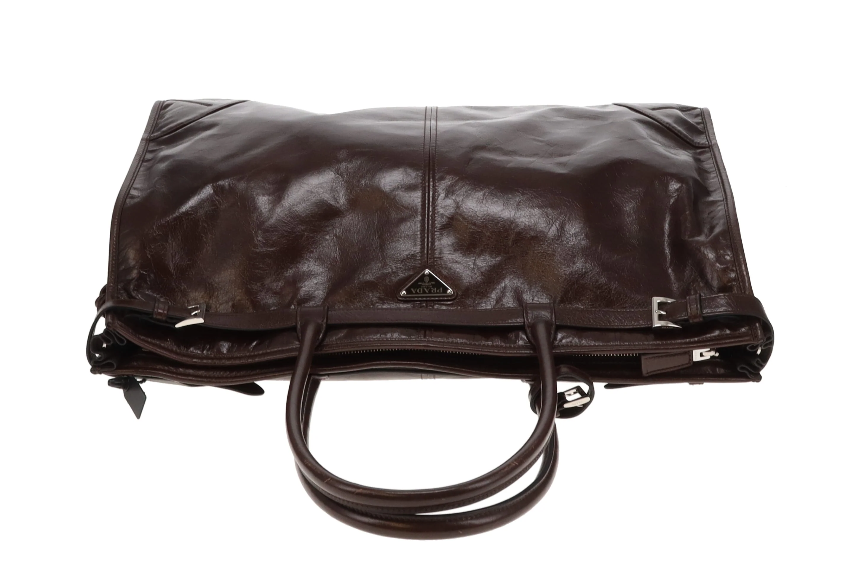 Prada Bonnie Extra Large Dark Brown Soft Lux with Strap - Image 9