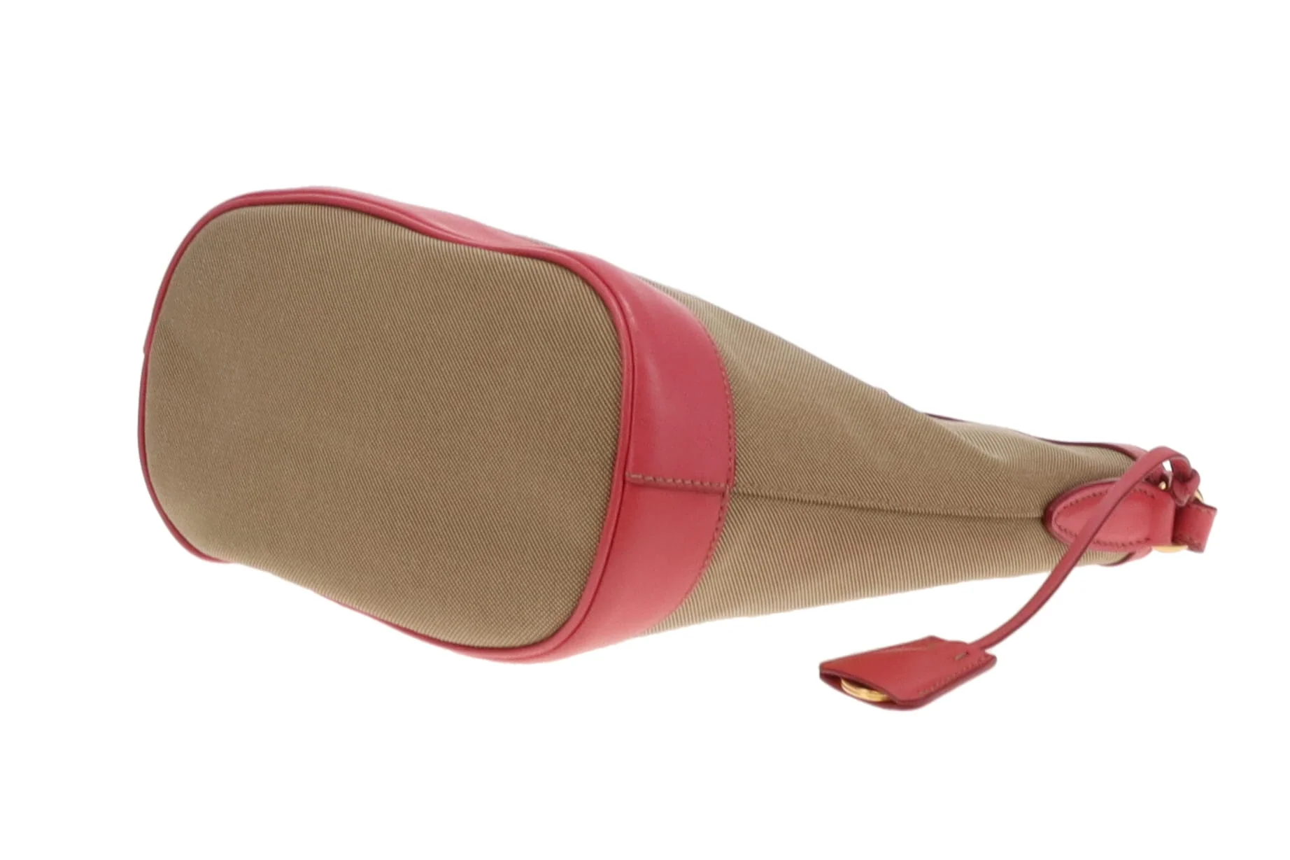 Prada Bucket Bag Logo Canvas and Pink Leather - Image 12