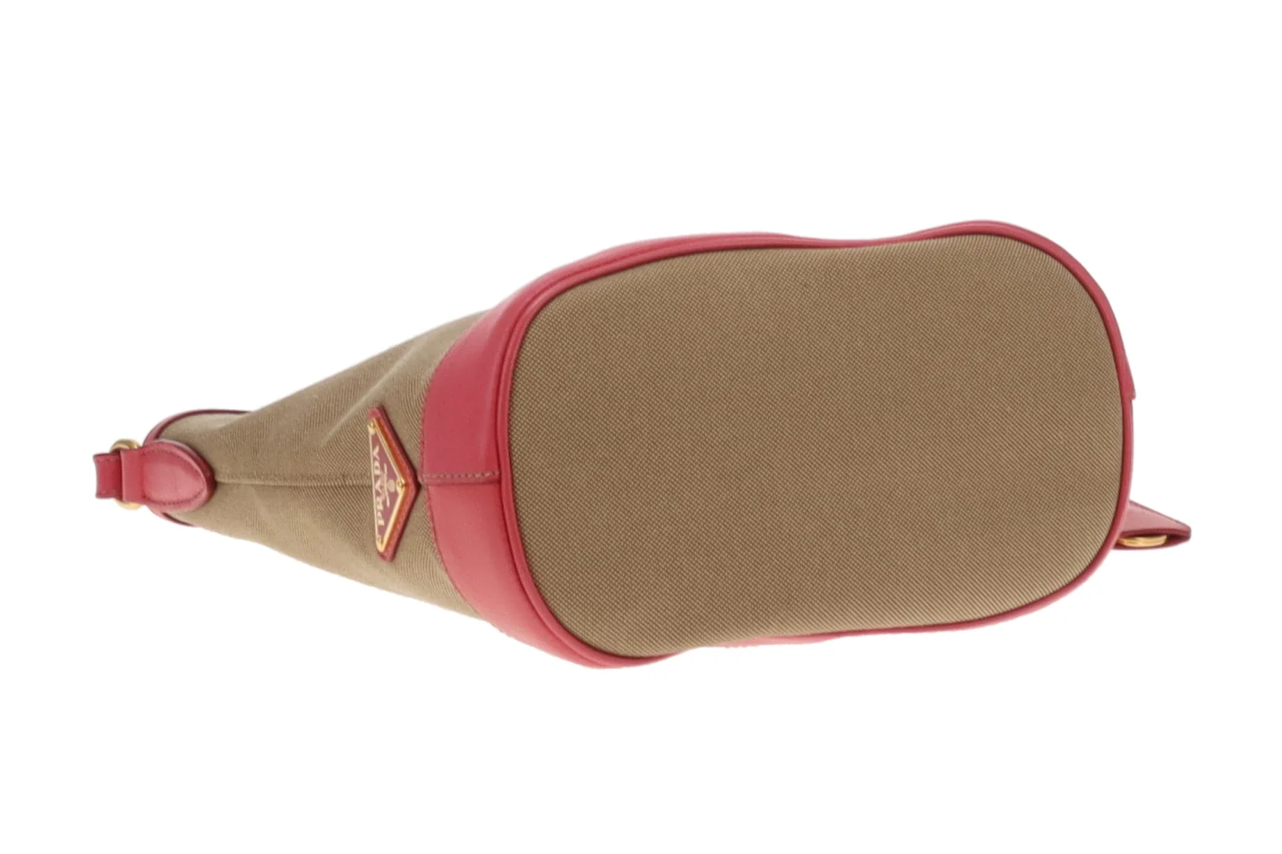 Prada Bucket Bag Logo Canvas and Pink Leather - Image 13